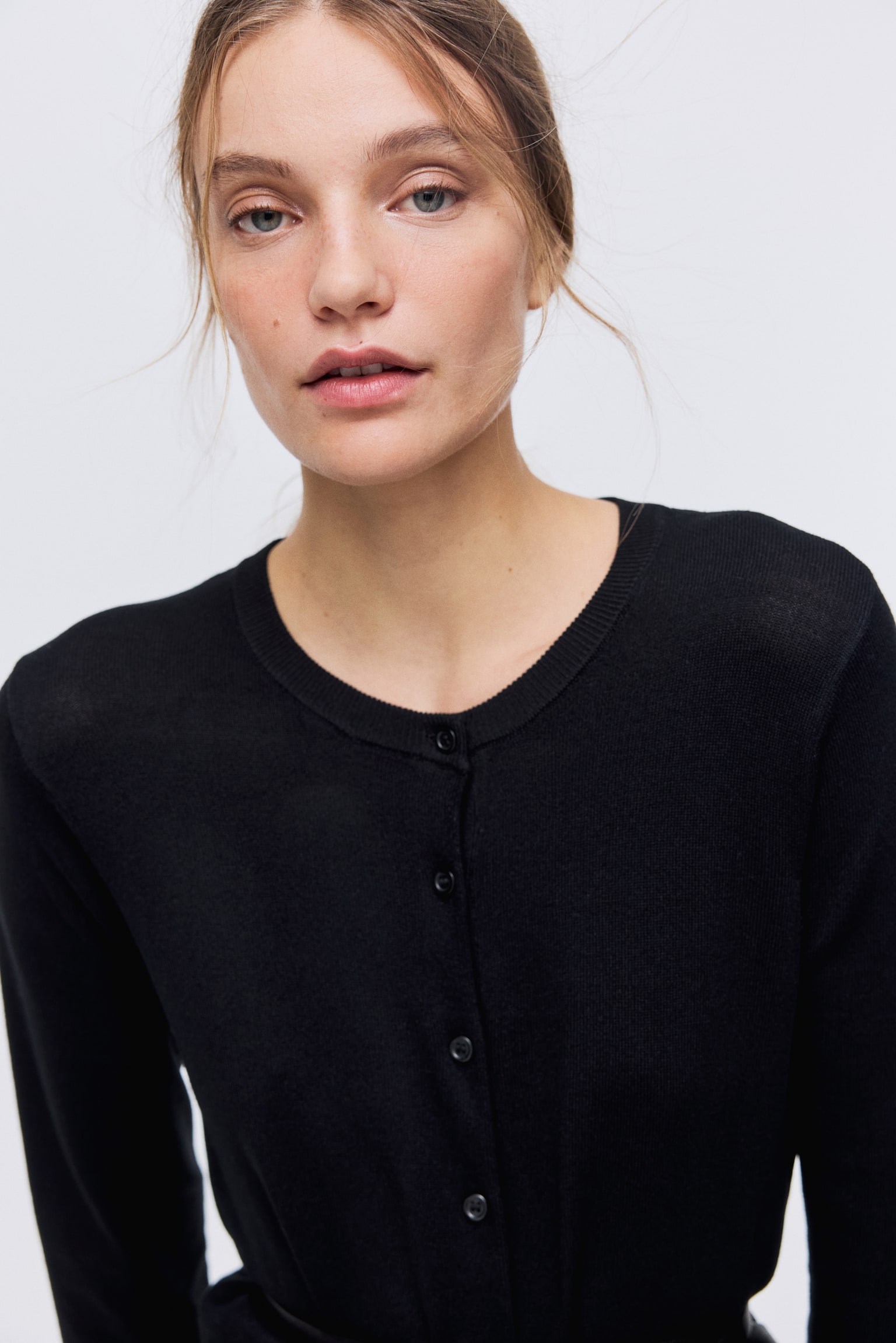 Fine-Knit Cardigan - Black/Light taupe/Light yellow/Bright orange/Light beige/White/black striped - 6