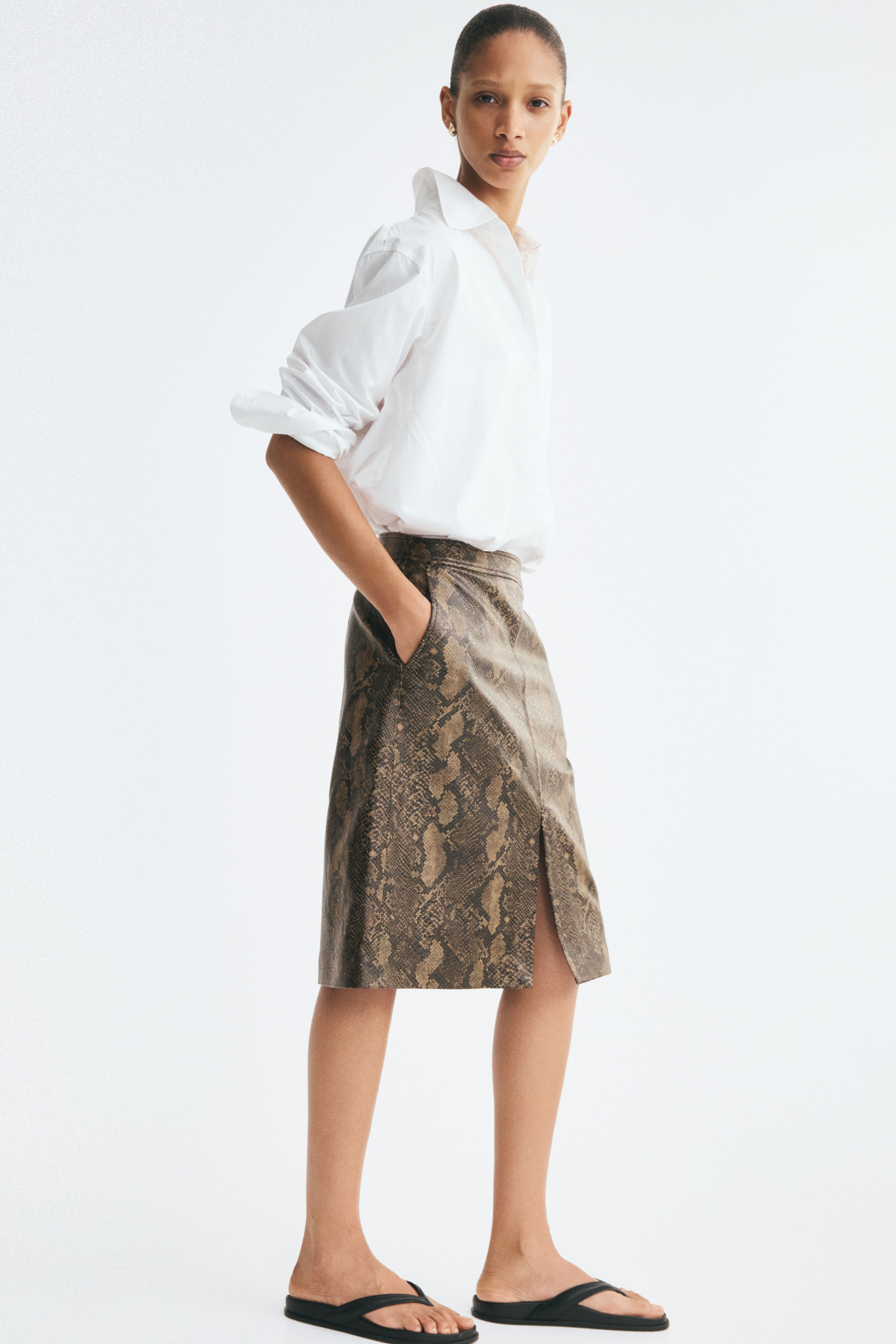 Coated Pencil Skirt