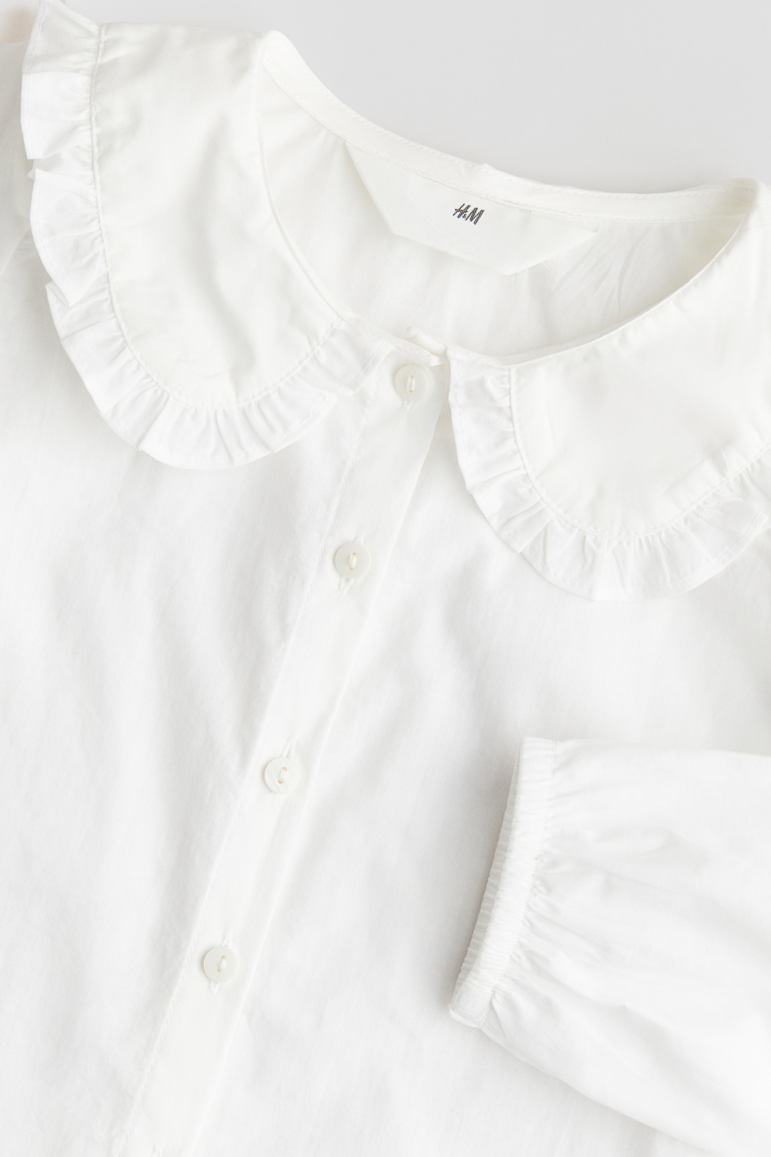 Collared Cotton Blouse - White - 2