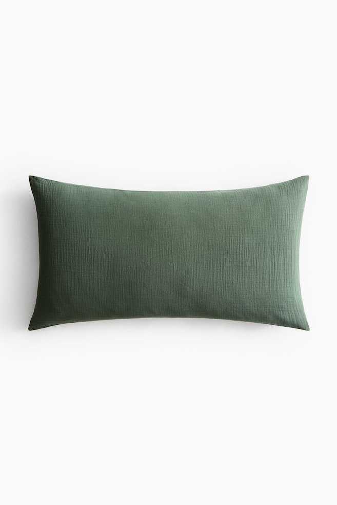 Cotton Muslin Pillowcase - Dark green/Light dusty green/Dark beige/Light taupe/White/Charcoal gray/Light blue/Light pink/Light pink - 1