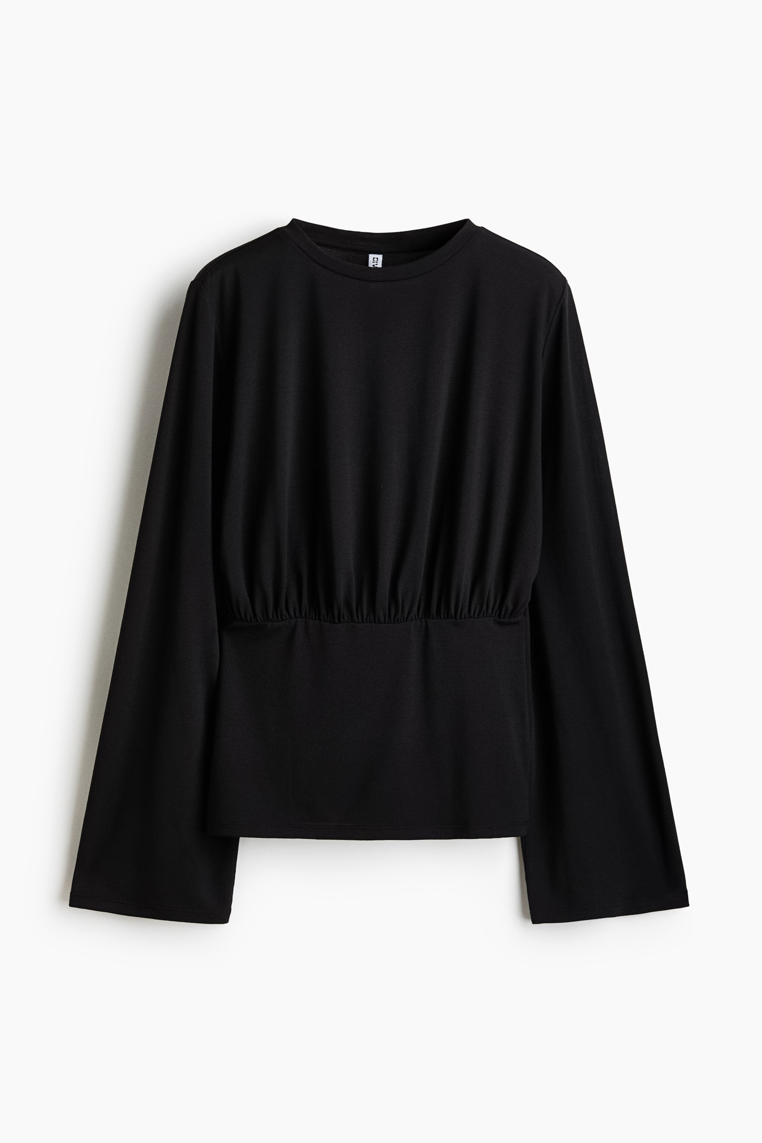 Long-Sleeved Gathered Top - Black/Navy blue