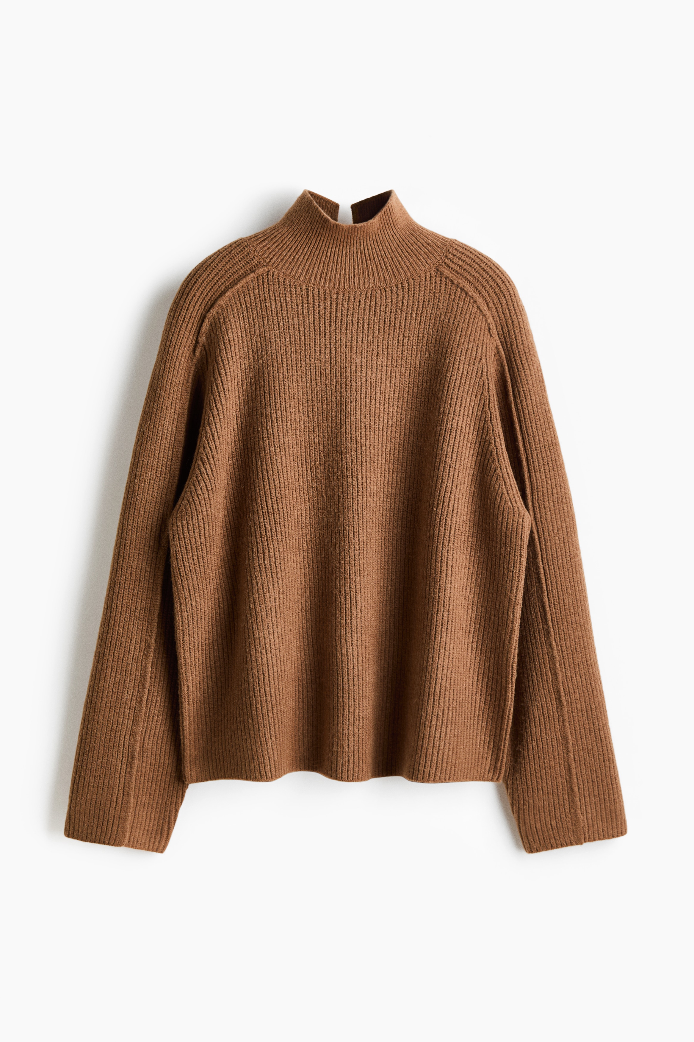 Rib-Knit Mock Turtleneck Sweater - Brown - Ladies | H&M US