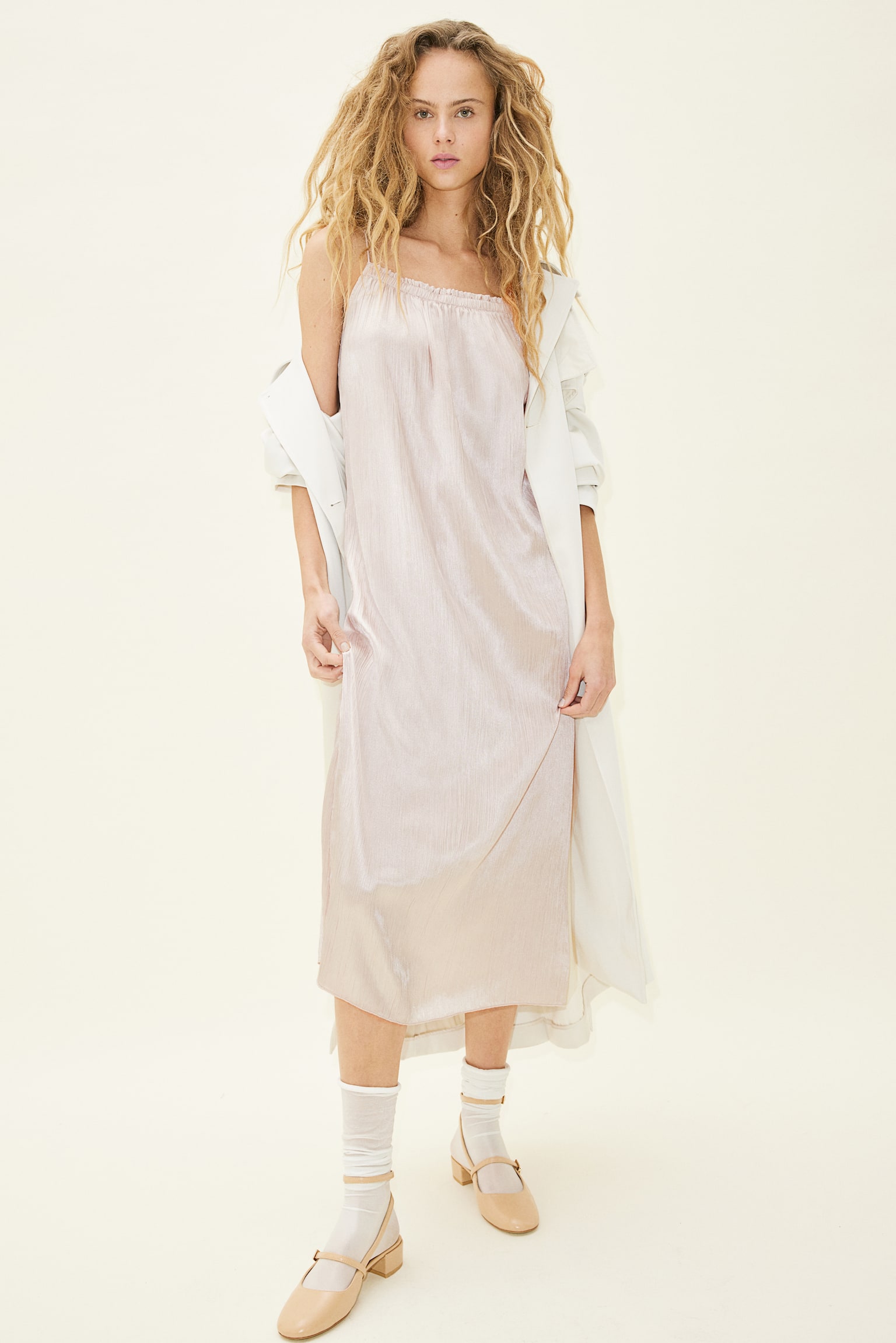 Satin Slip Dress - Light dusty pink/Black/Cream/Orange - 4