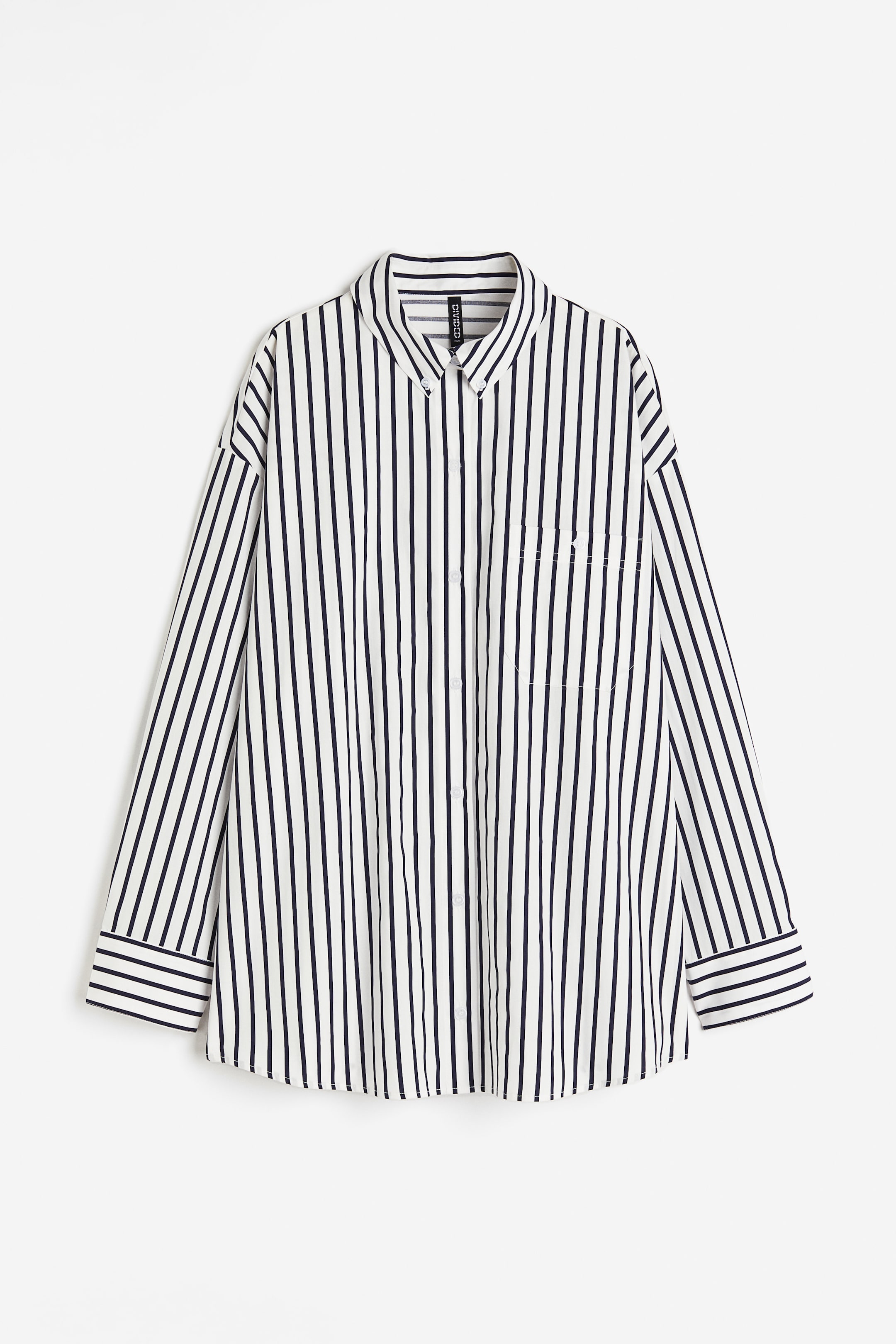 Xem ảnh lớn hơn: Áo sơ mi poplin dáng thụng - Màu trắng/Kẻ - Ladies | H&M VN 1