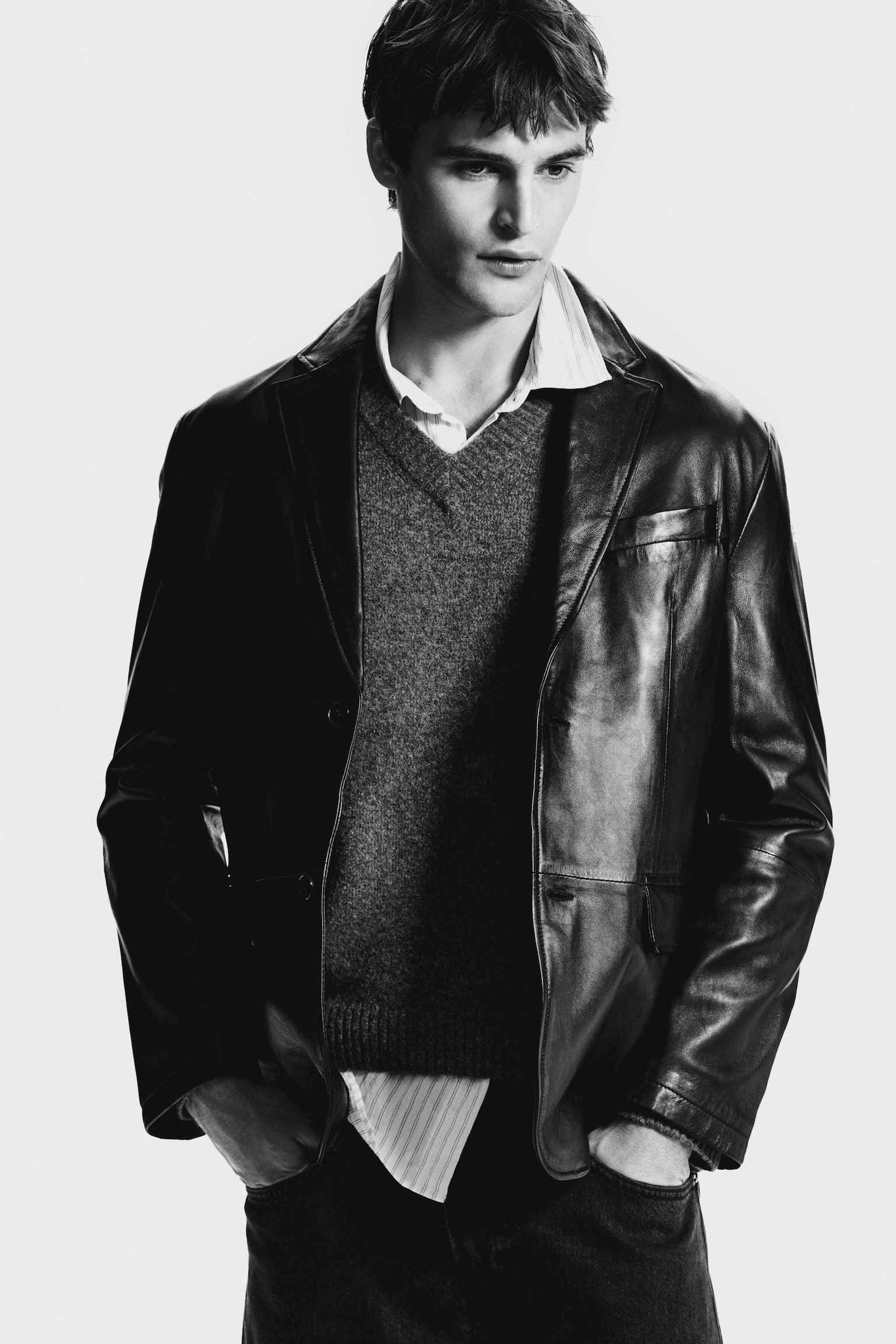 Regular Fit Leather jacket - Black - 6