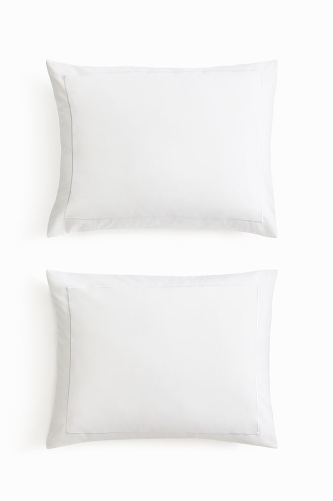 2-Pack Cotton Sateen Pillowcases - White/Light taupe/Powder pink - 1