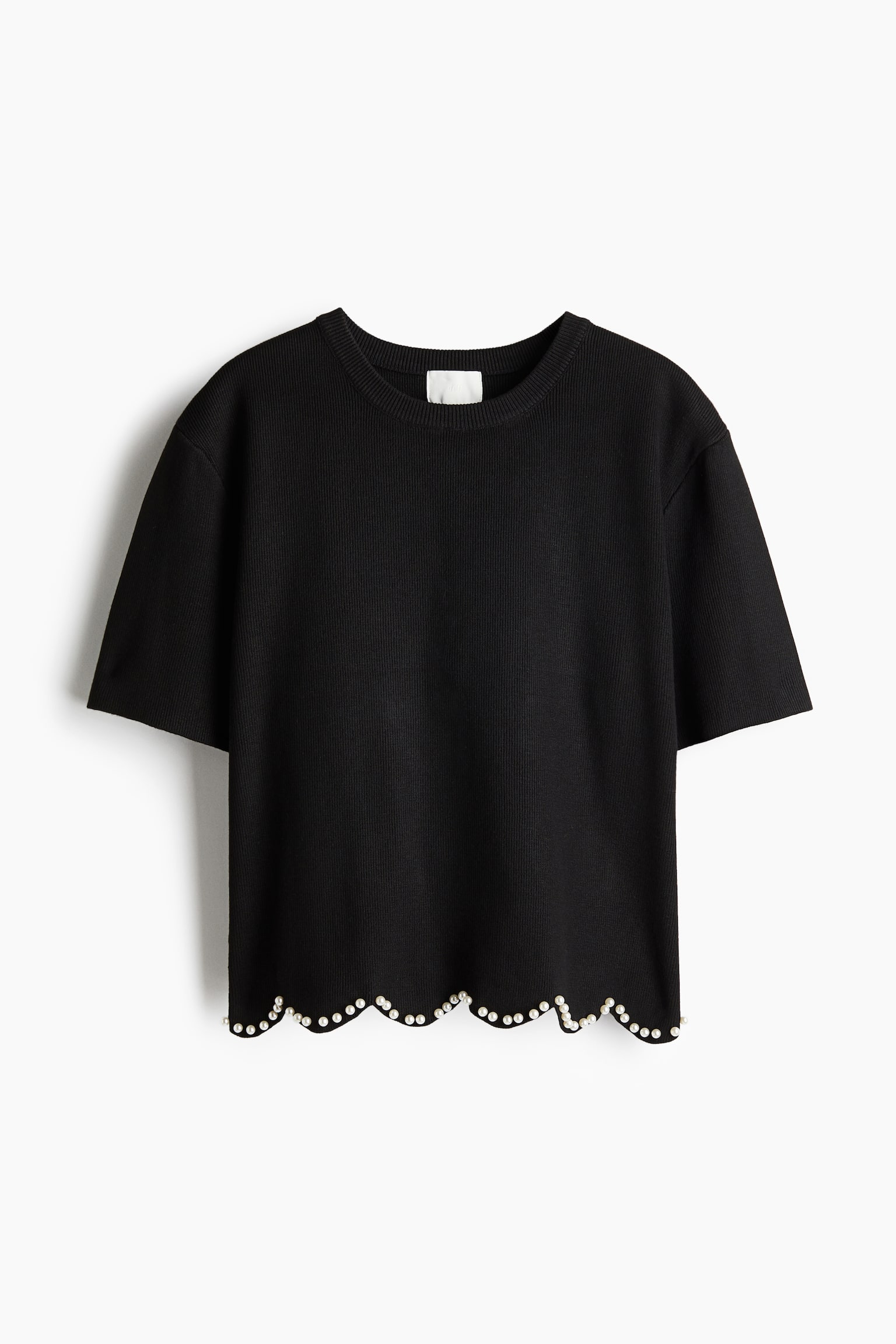 Bead-embellished knitted top - Black - 2