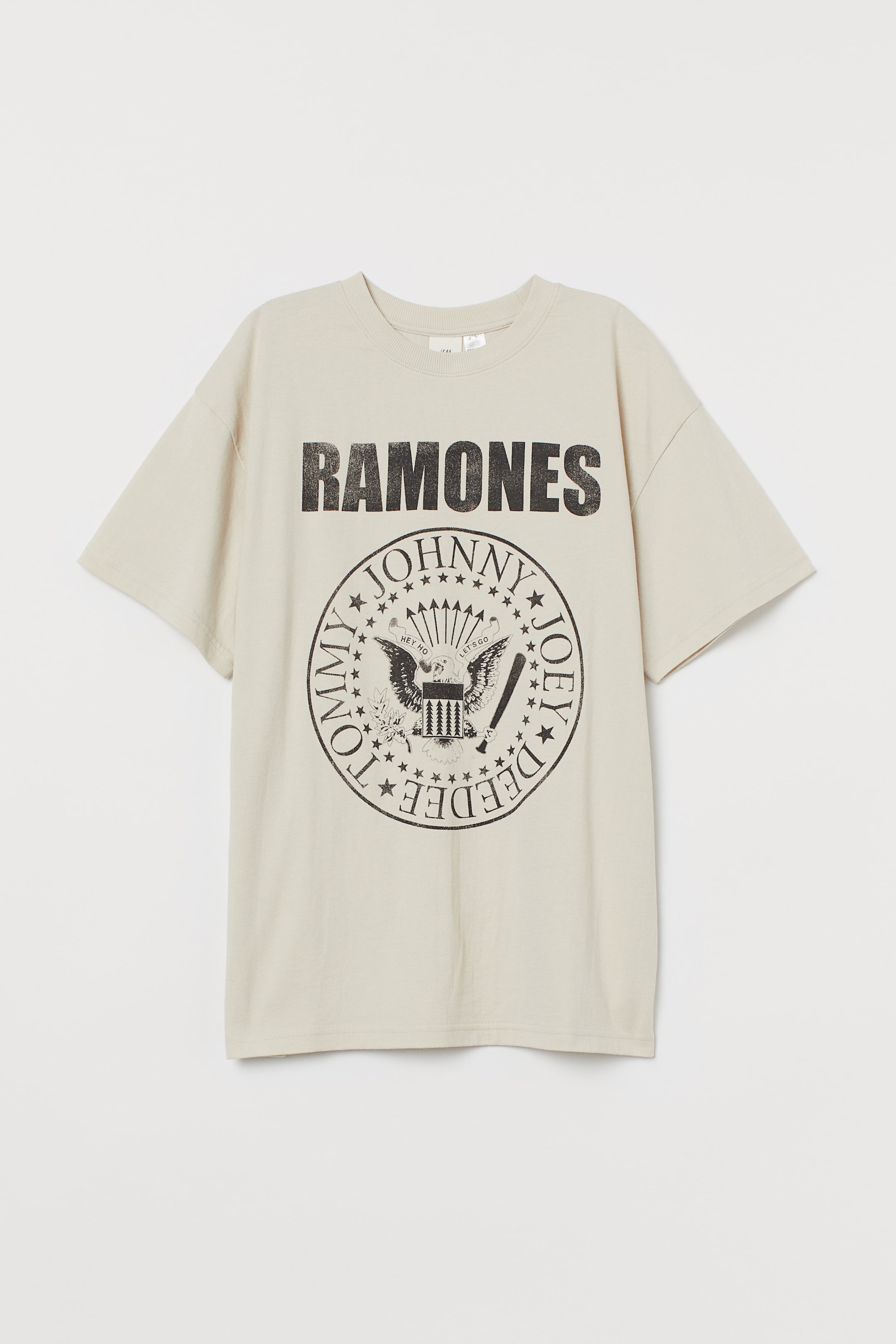 Oversized Printed T Shirt Light Beige Ramones Ladies Handm Us