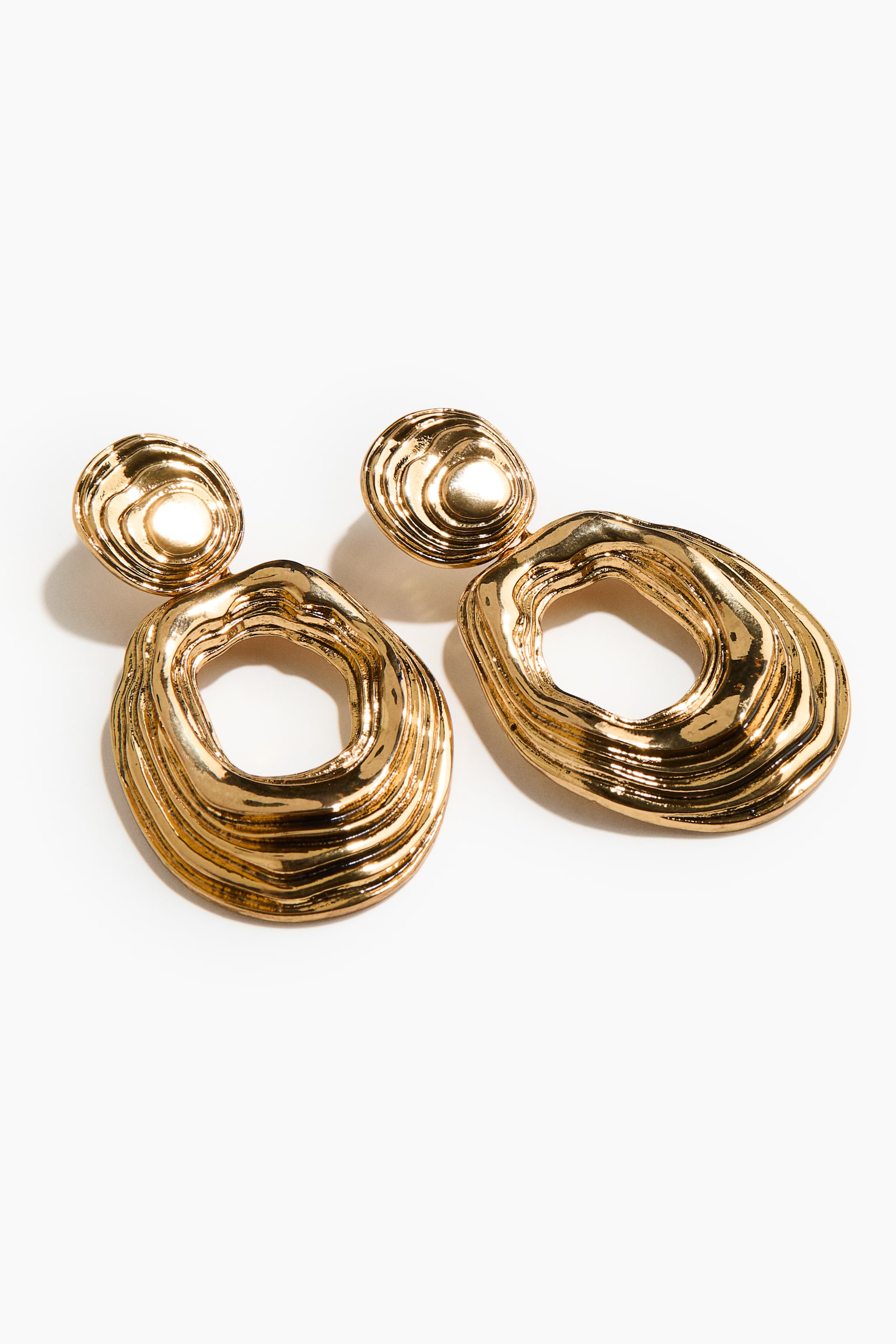 Fluted pendant earrings - Gold-coloured/Silver-coloured - 2