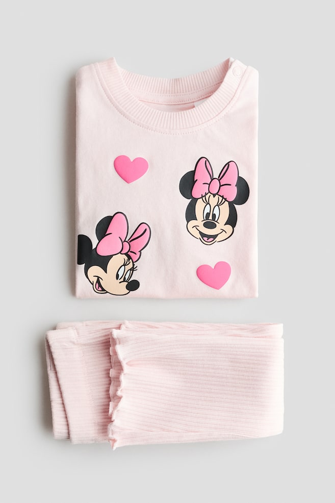 2-piece print-motif cotton set - Light pink/Minnie Mouse/Light blue/Hello Kitty - 2