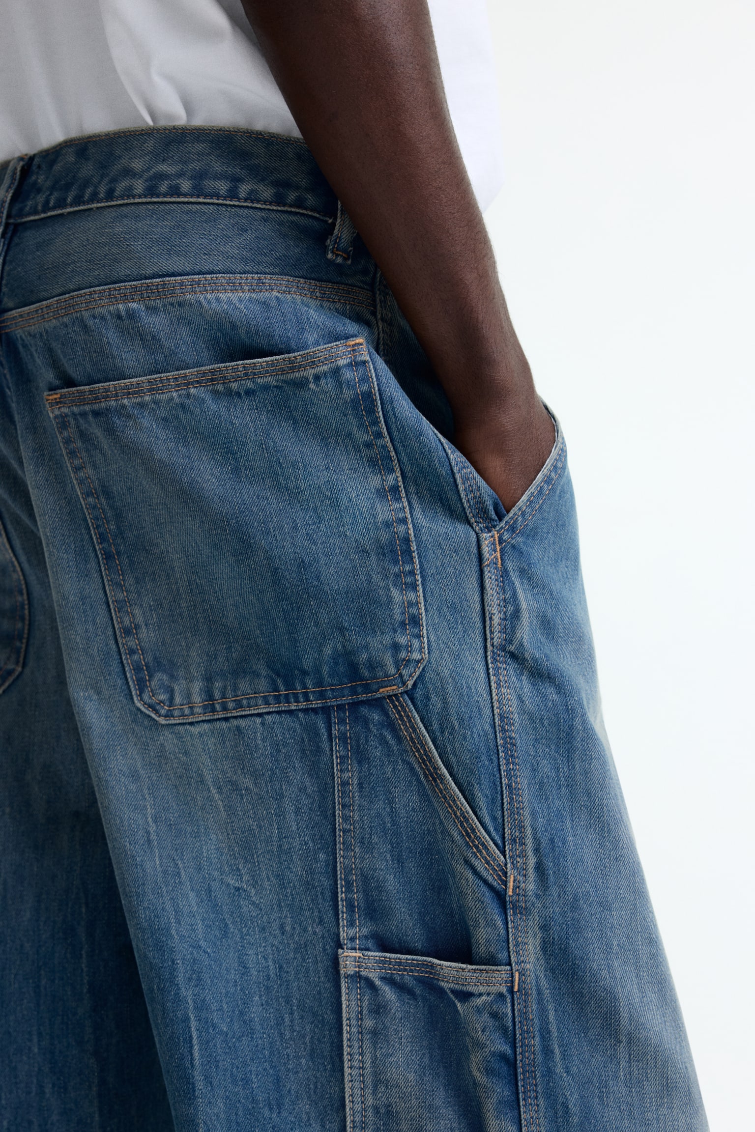 寬版木匠牛仔褲 - 丹寧藍/深丹寧灰/深丹寧藍 - 4