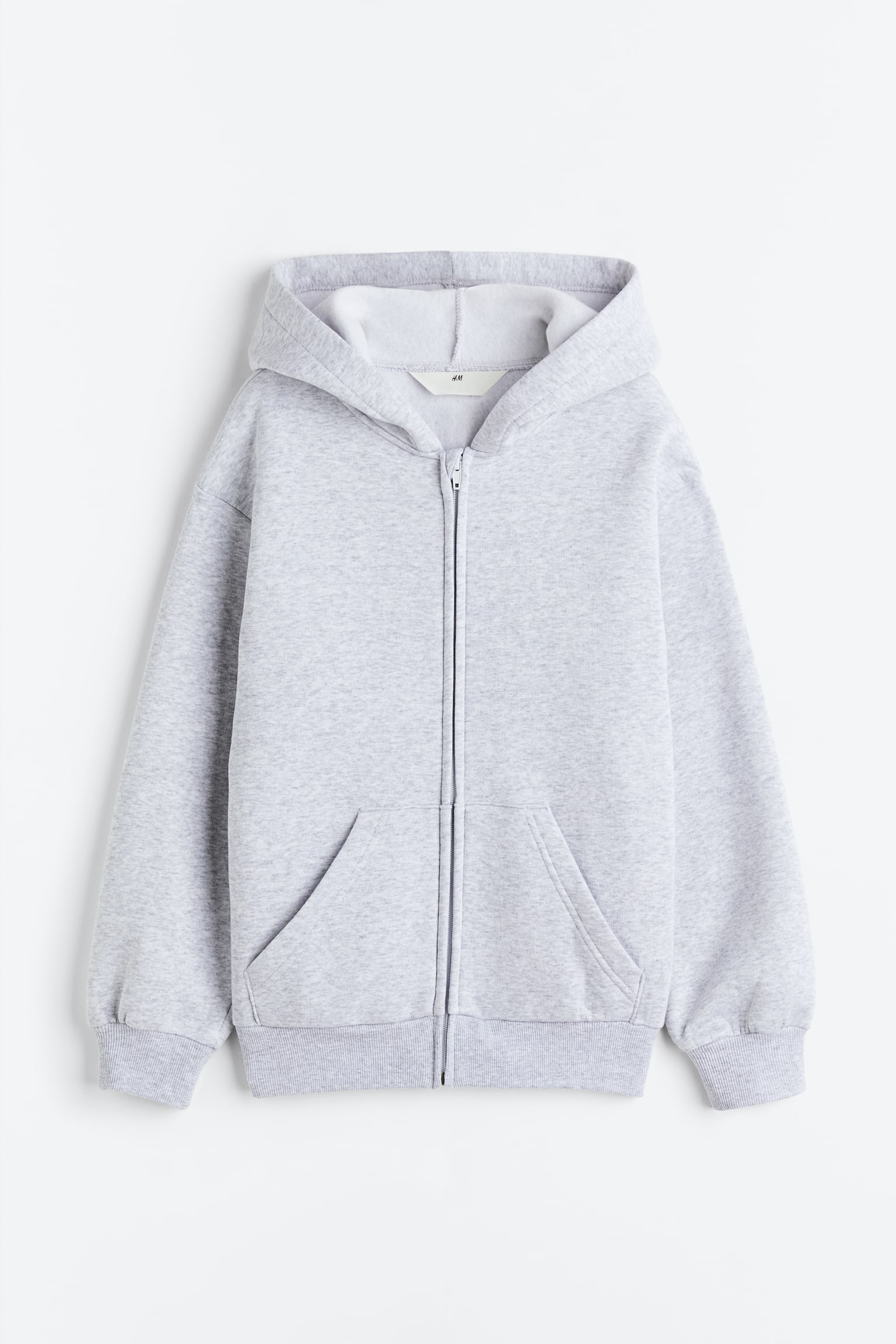 Oversize Zip Up Hoodie - Light grey marle/Black/Light dusty blue/Light grey marle/Lilac - 1