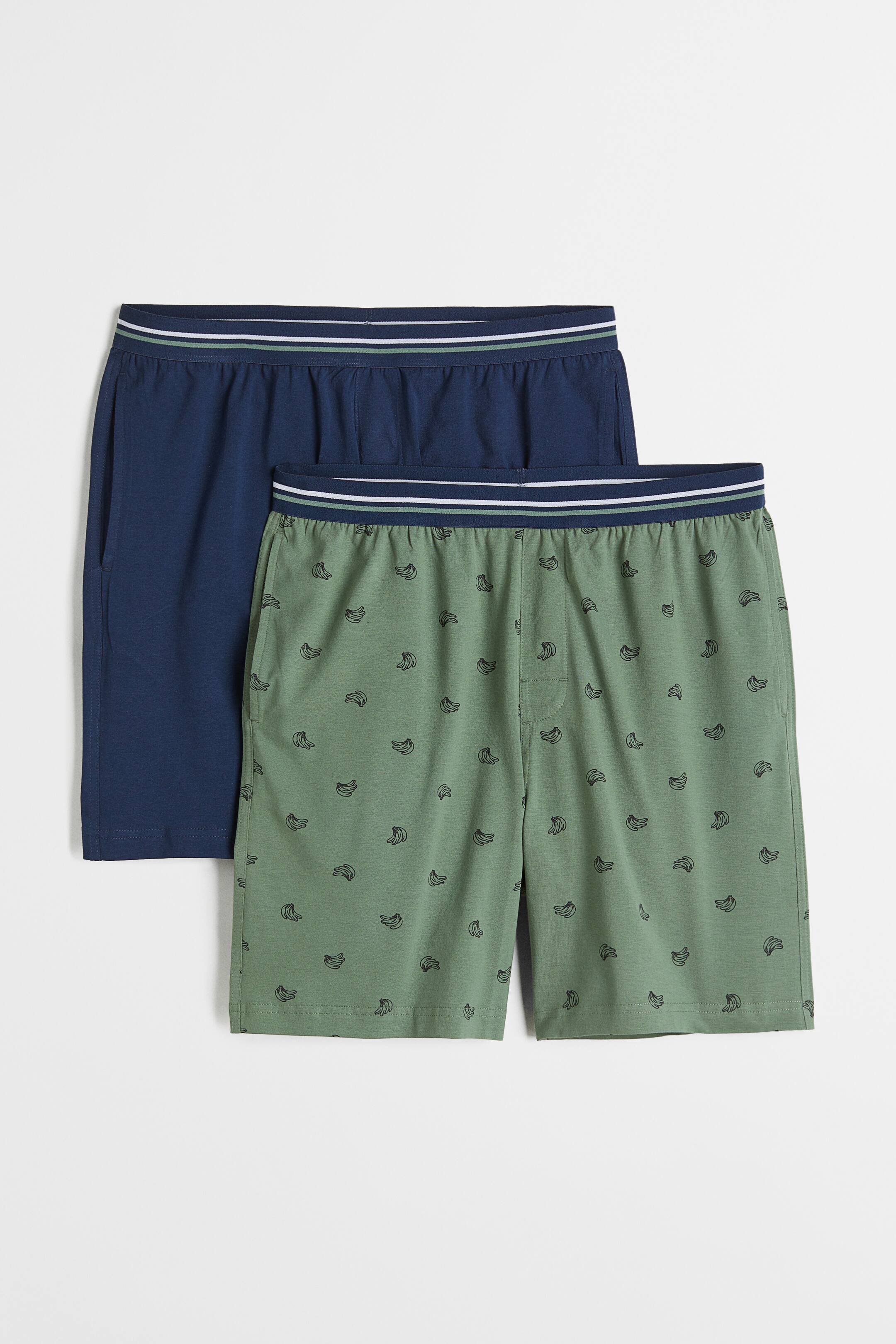 View larger image: 2-pack Regular Fit pyjama shorts - Green/Bananas - Men | H&M 1