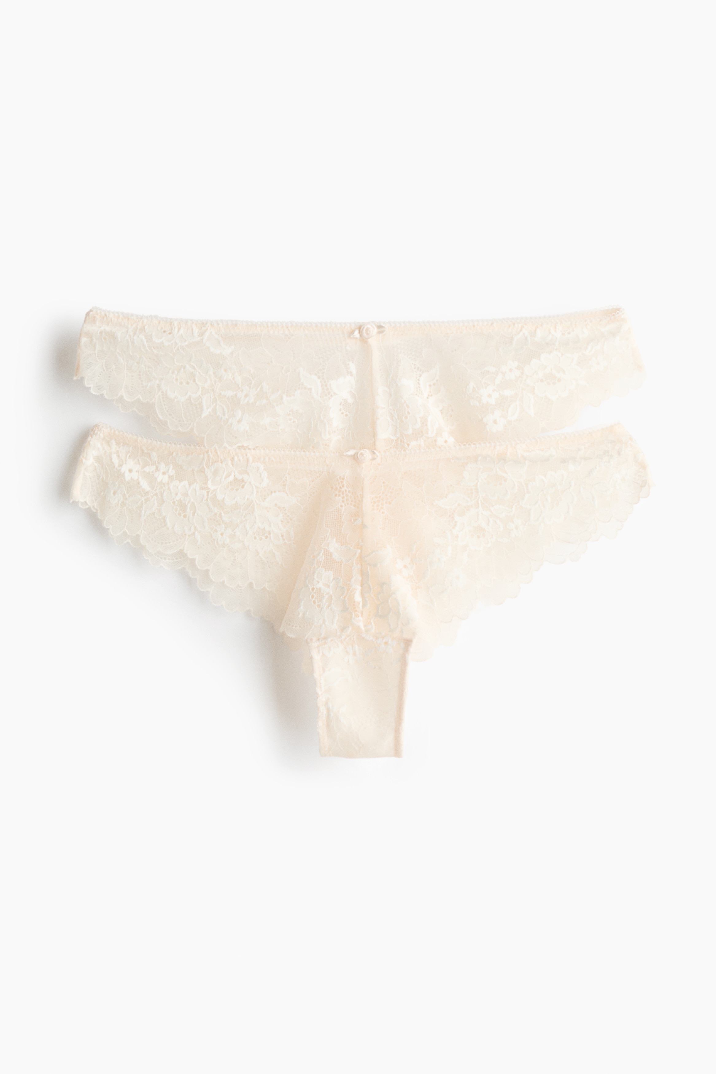 Pack de 2 bragas Brazilian de encaje - Crema/Negro/Turquesa claro