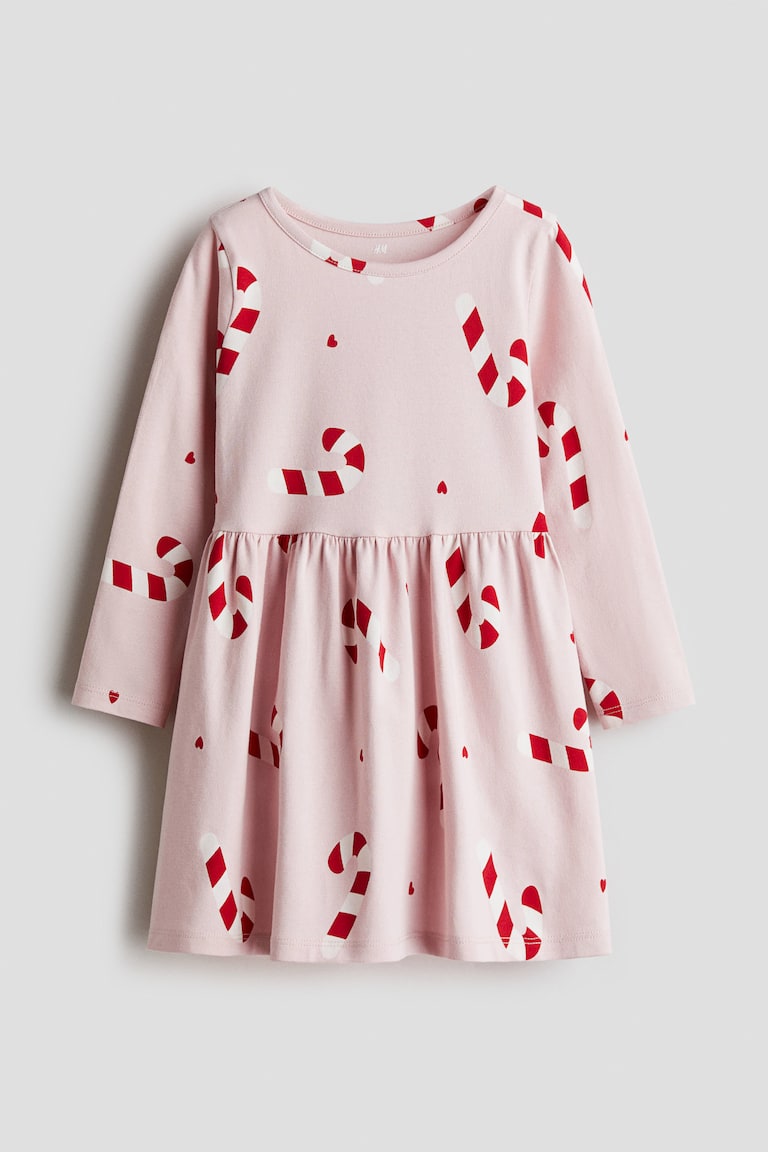 h&m red cotton dress Women's Bright red Dress with Flared Skirt