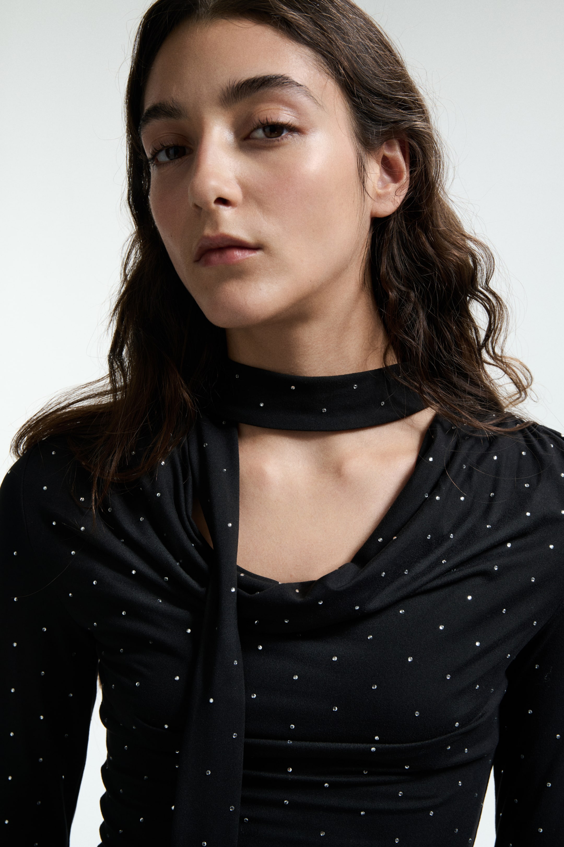 View larger image: Scarf-detail top - Black/Spotted - Ladies | H&M IN 4