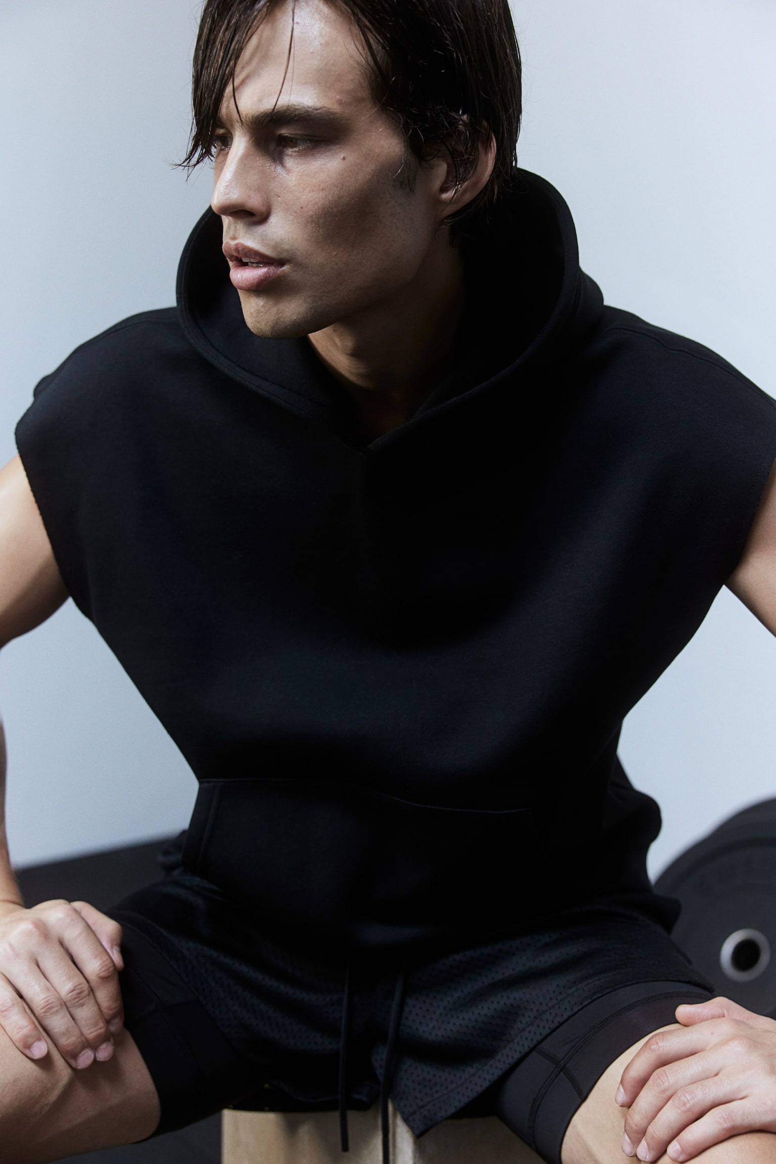 Loose Fit Sleeveless sports hoodie - Black/Grey marl/Natural power/Black/Training Team - 1