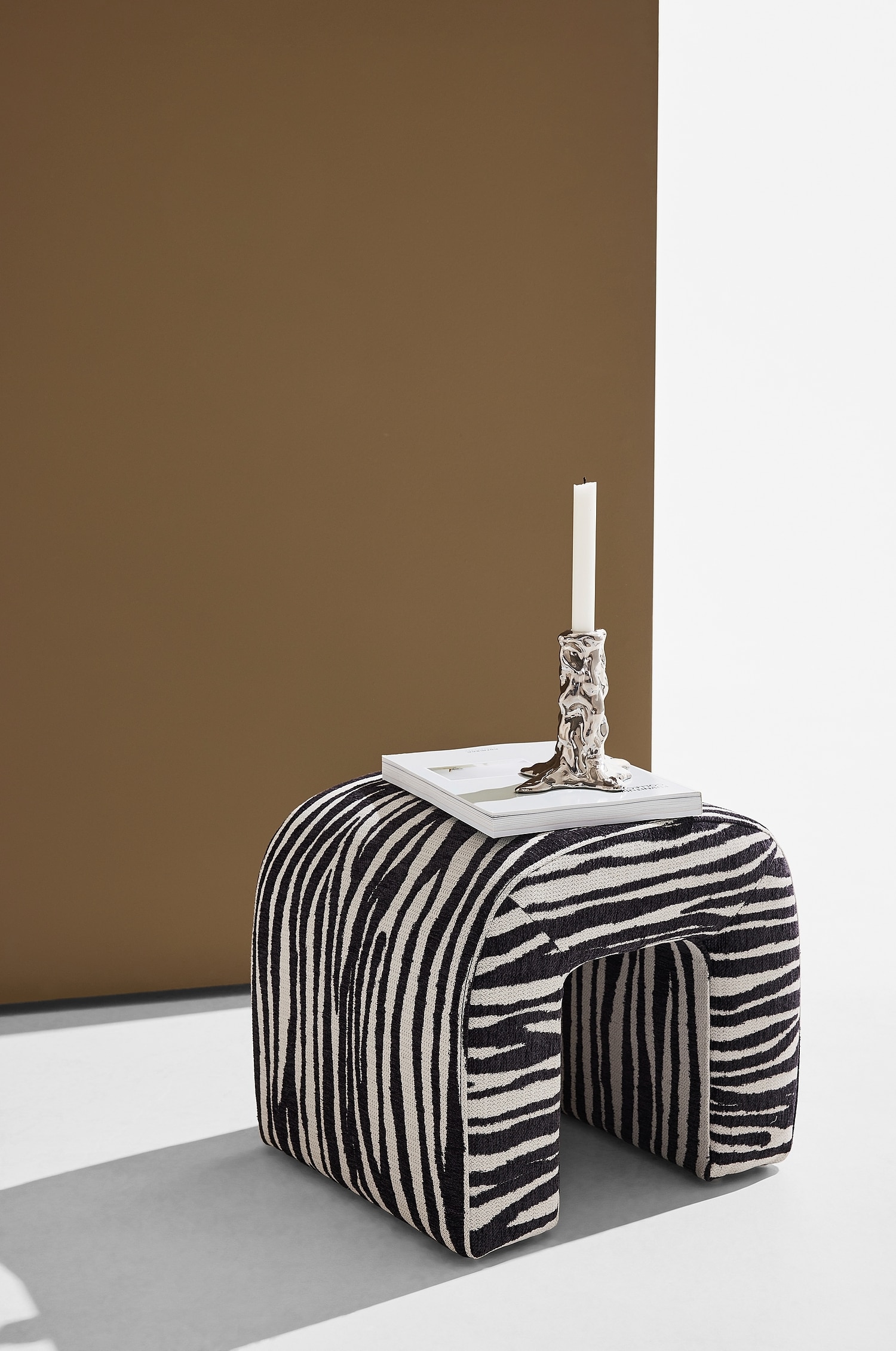 Odette Puf - Sort/hvid/Mokkabraun/Abrikosrosa