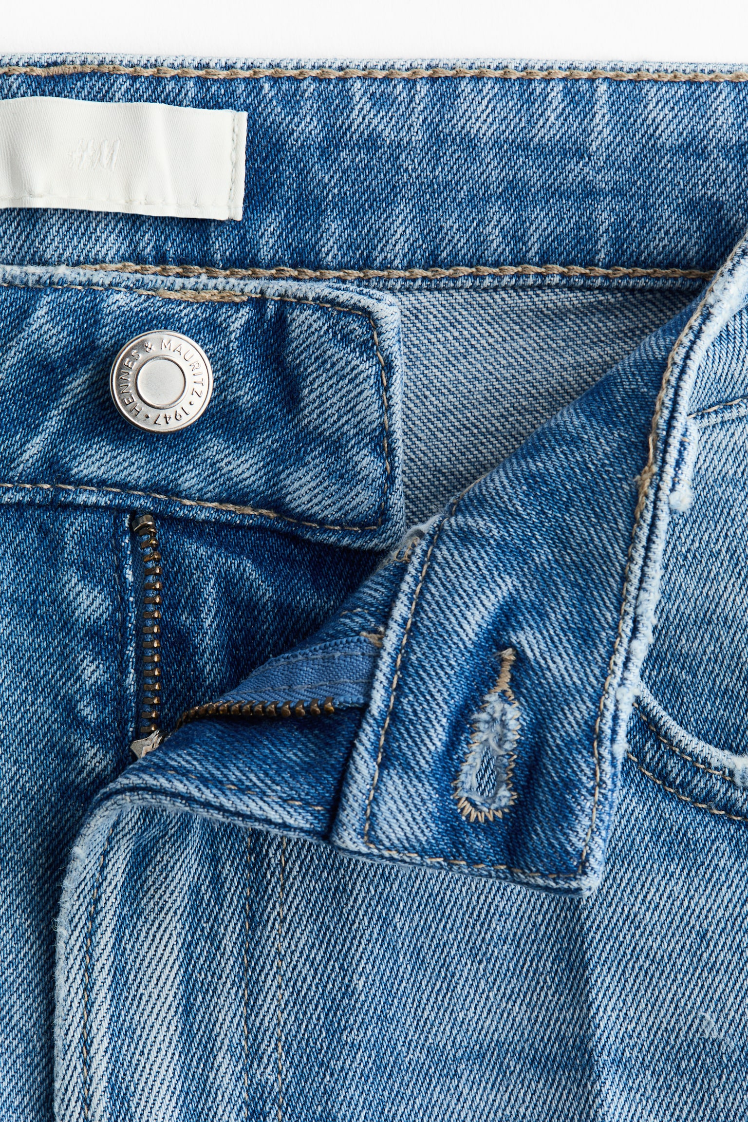 Slim Straight High Ankle Jeans - Ljus denimblå/Denimblå/Vit - 3