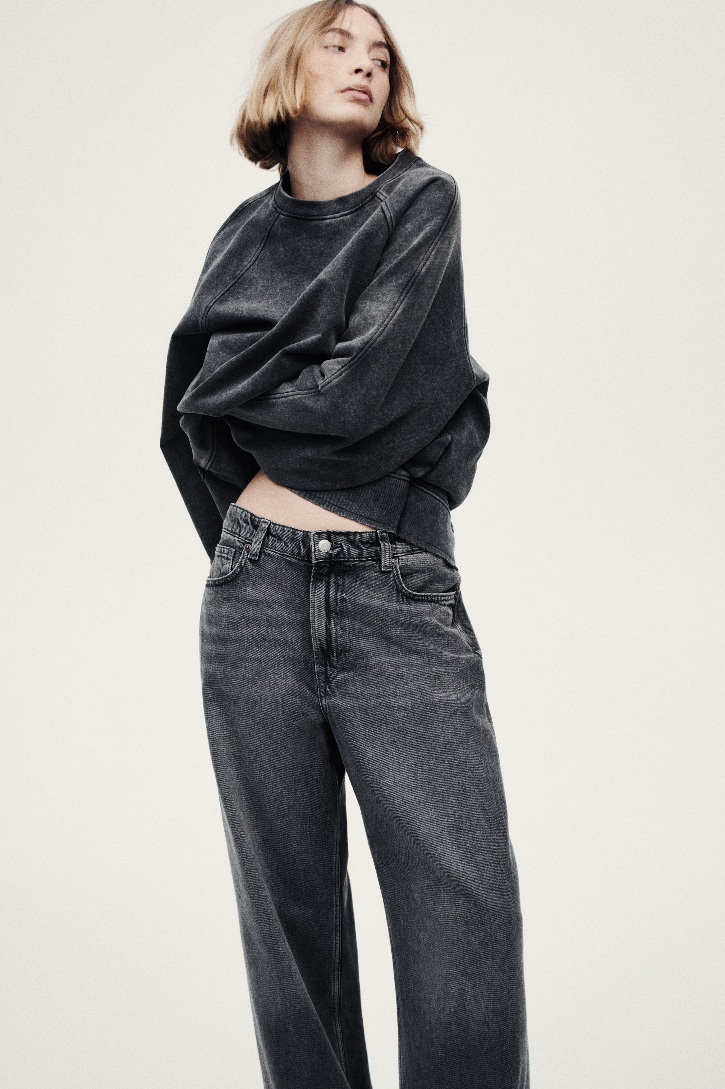 Baggy Regular Waist Jeans - Denim grey/Denim blue
