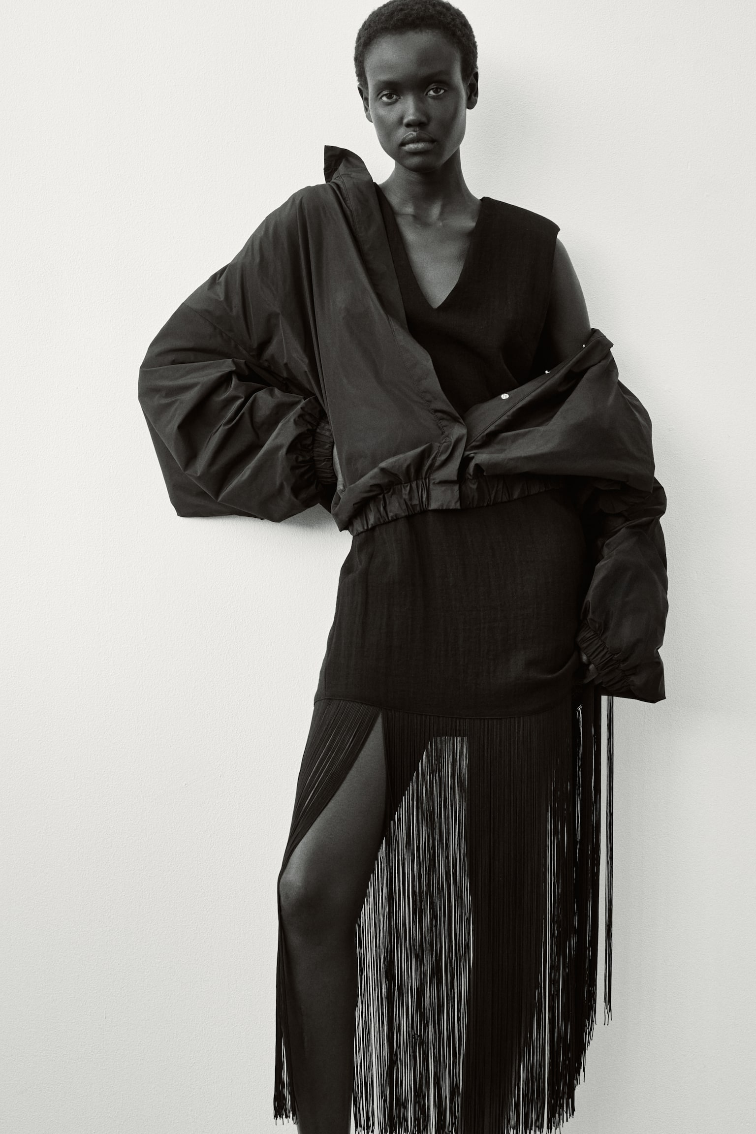 Fringed shoulder-pad dress - 5