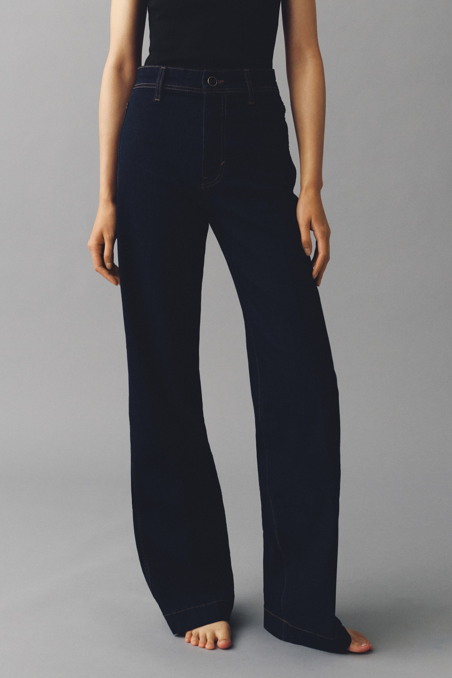 Женские джинсы H&M Wide High, цвет: Тёмный джинсовый синий — фото 4