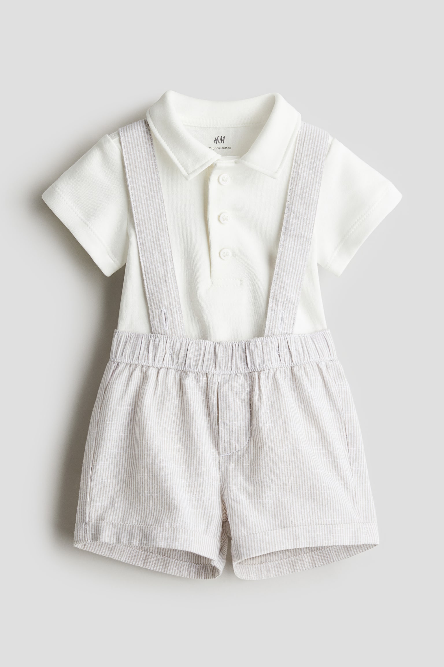 2-piece cotton set - White/Striped - 1