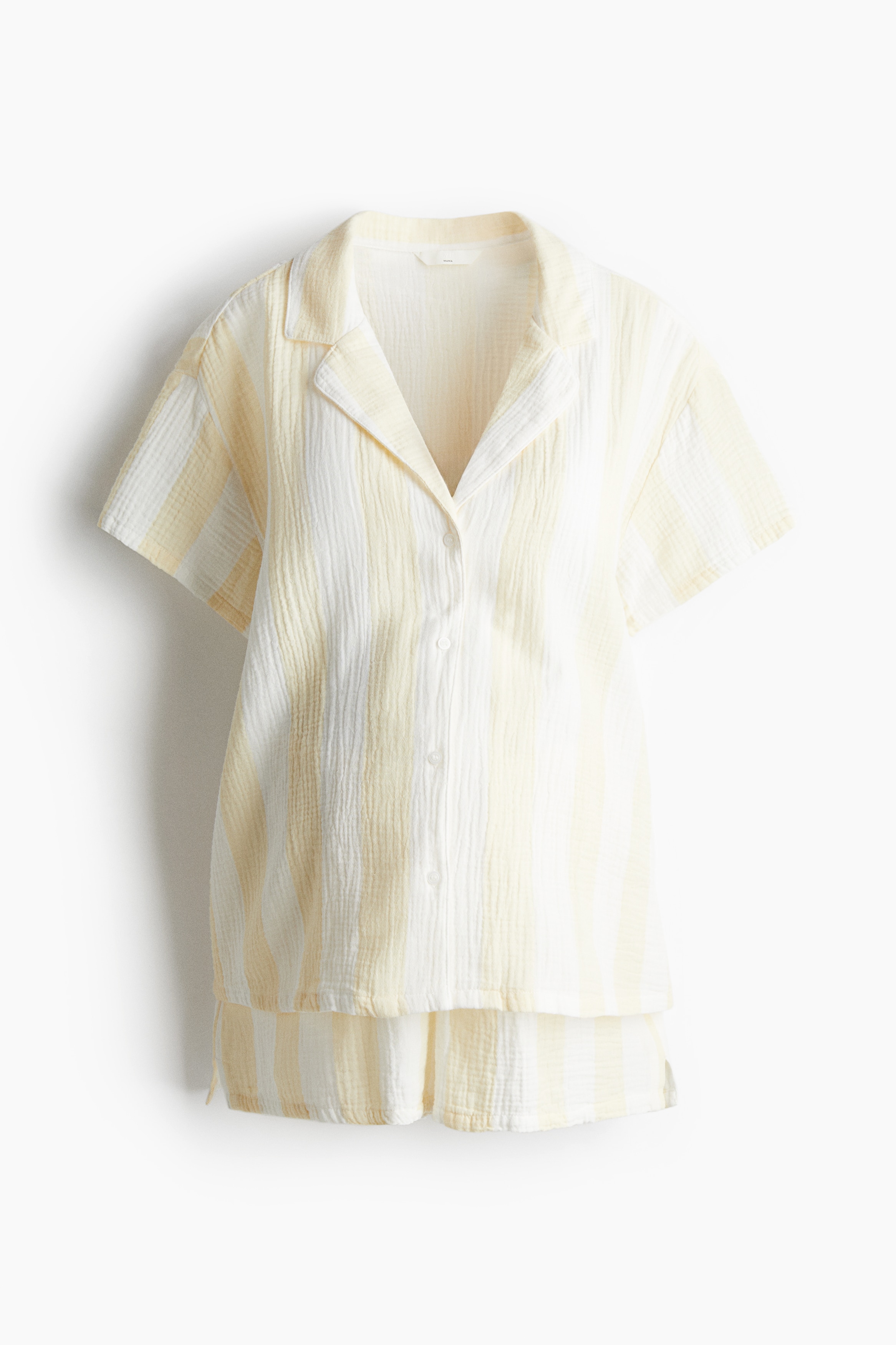 MAMA Pyjamas i bomullsmuslin - Ljusgul/Randig/Vit/Jordgubbar/Vit/Hjärtan