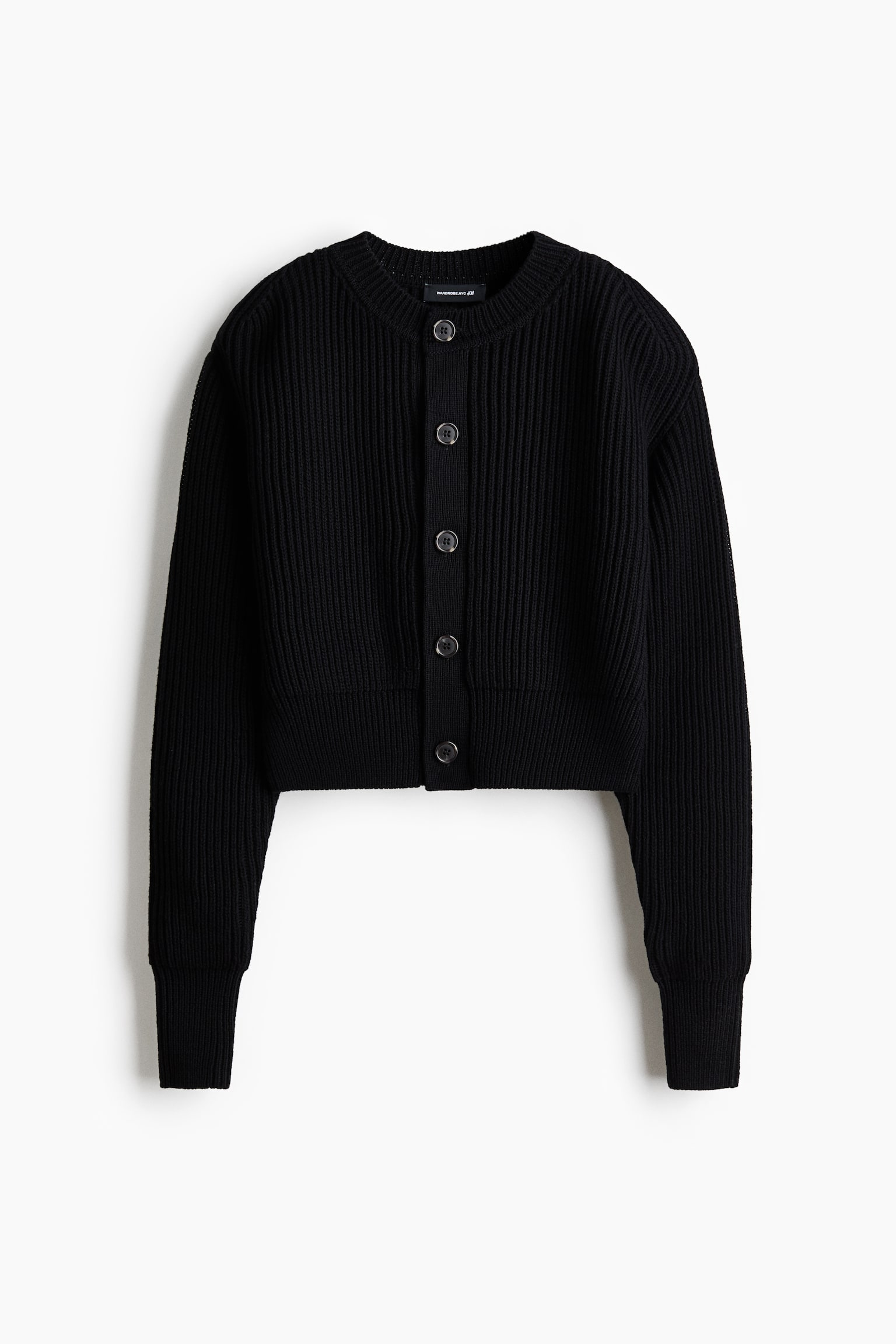 Cardigan in lana con spalle imbottite - Nero - 1