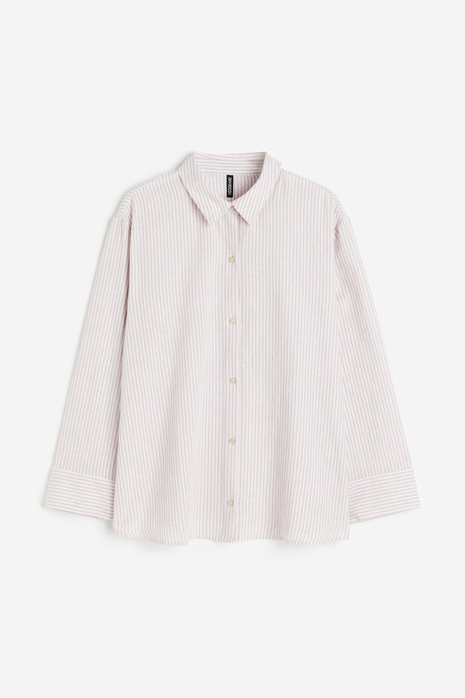 H&M+ Skjorte i hørblanding - Syrenlilla/Stribet - 2