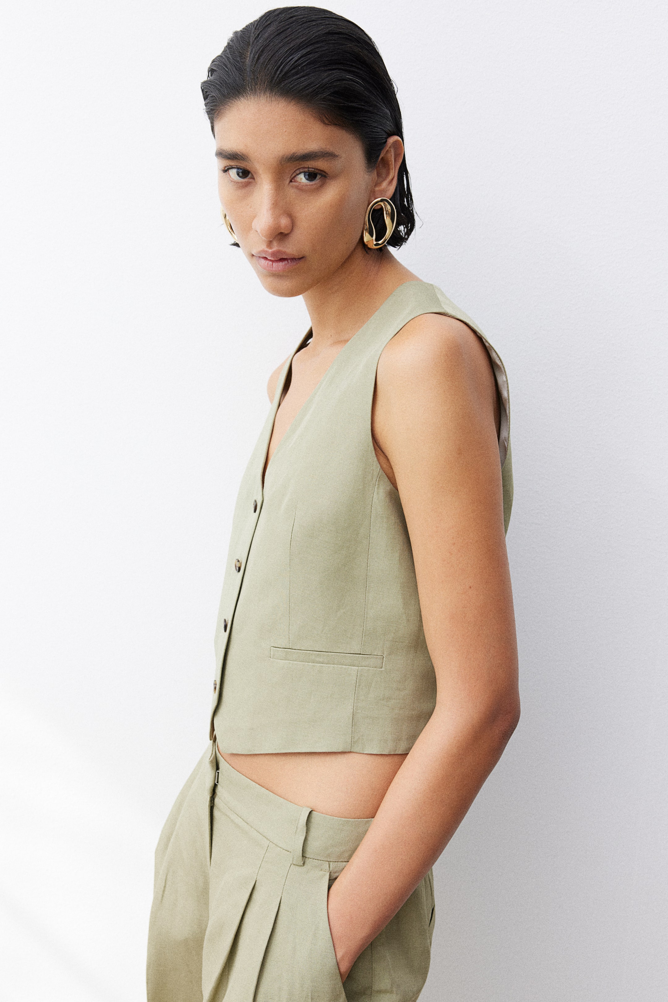 Linen-blend Vest