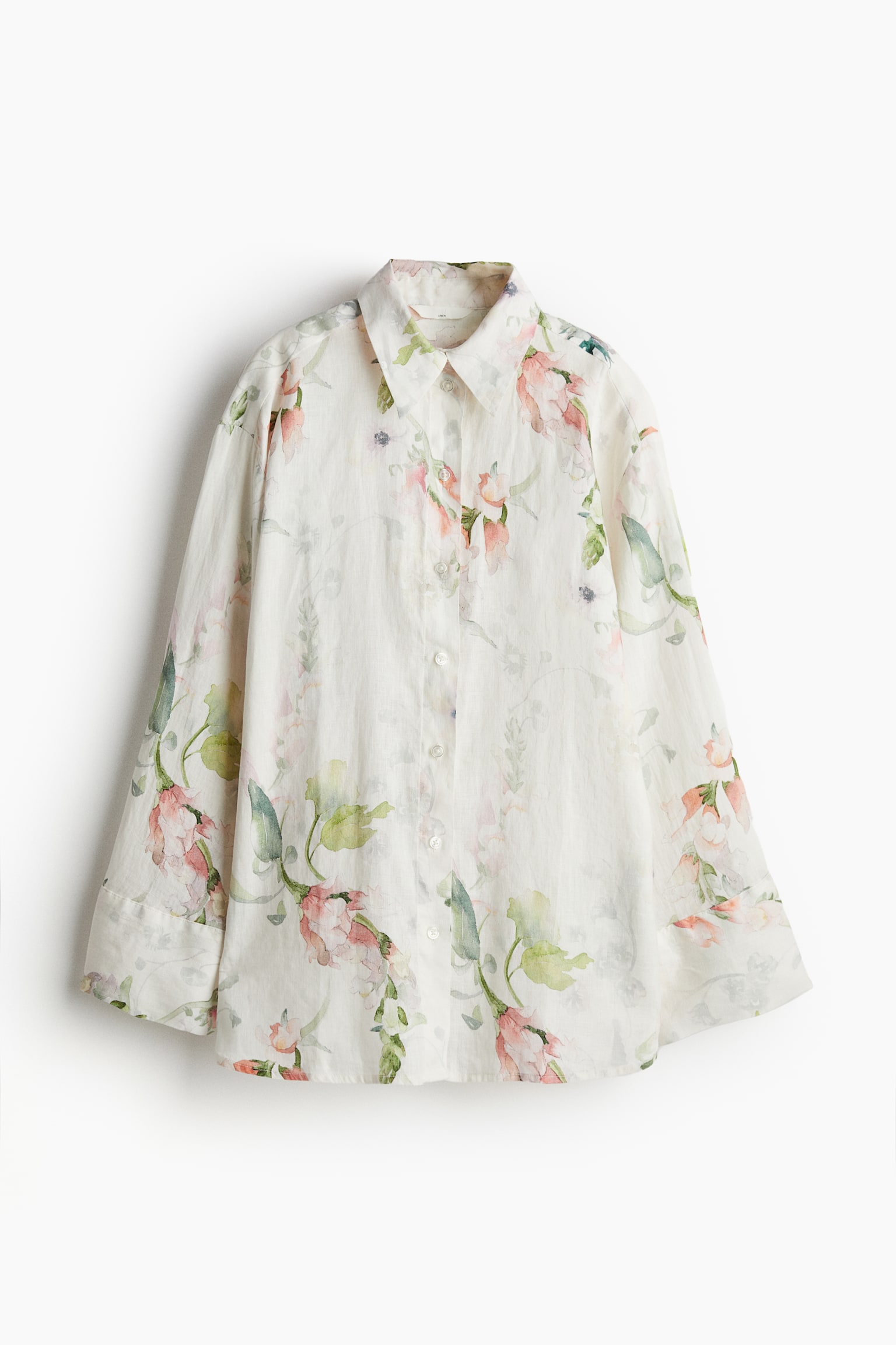 Linen Shirt - White/Floral/White/Blue floral/Light pink/Black/Leaves - 2