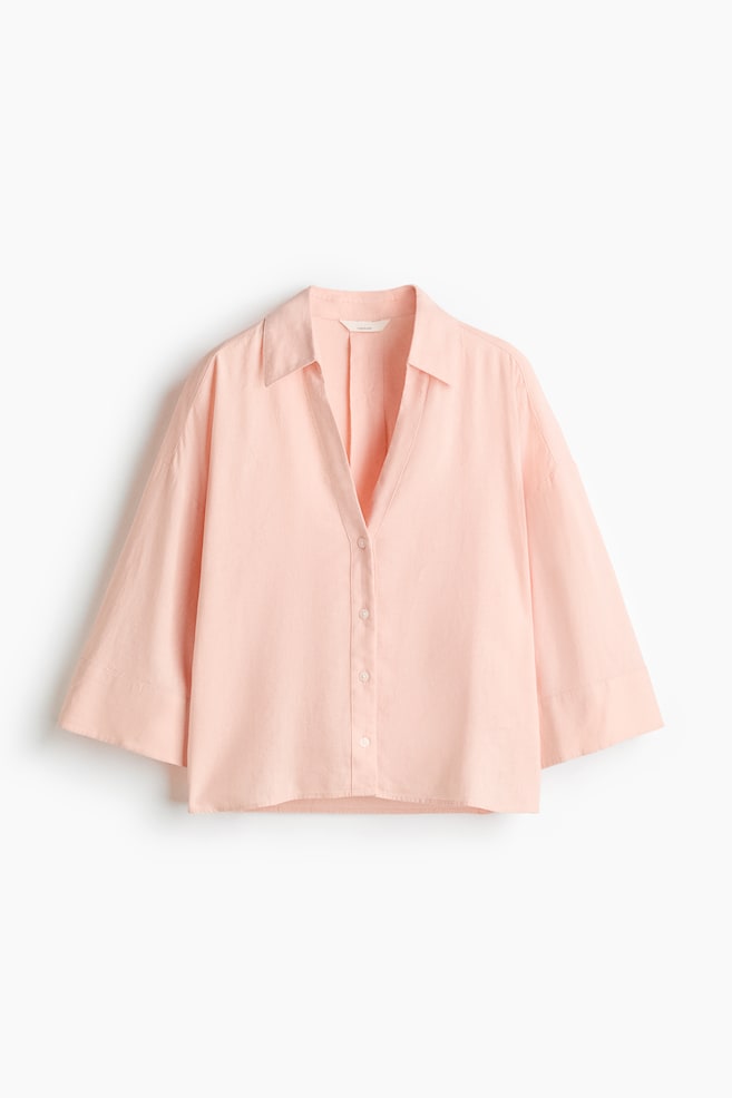 Linen-blend shirt - Light pink - 1