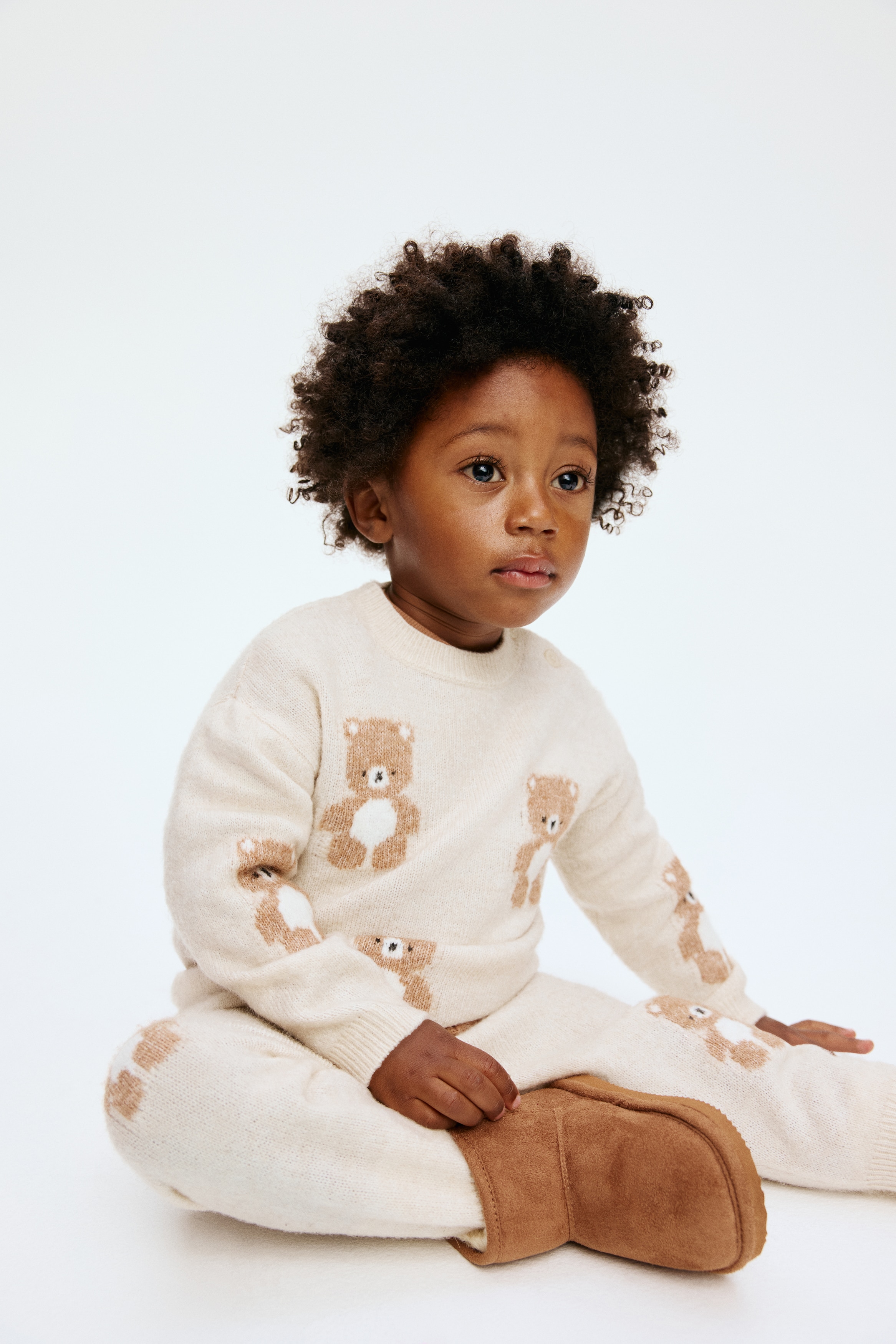 H & M - ジャカードニット2アイテムセット - ベージュ