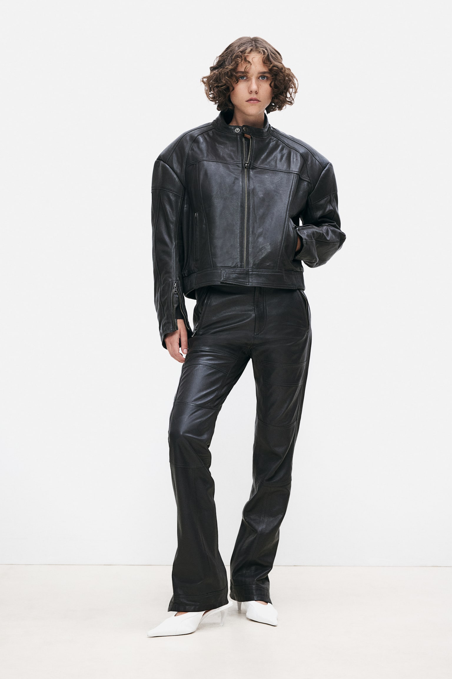 Leather biker trousers - Dark grey - 3