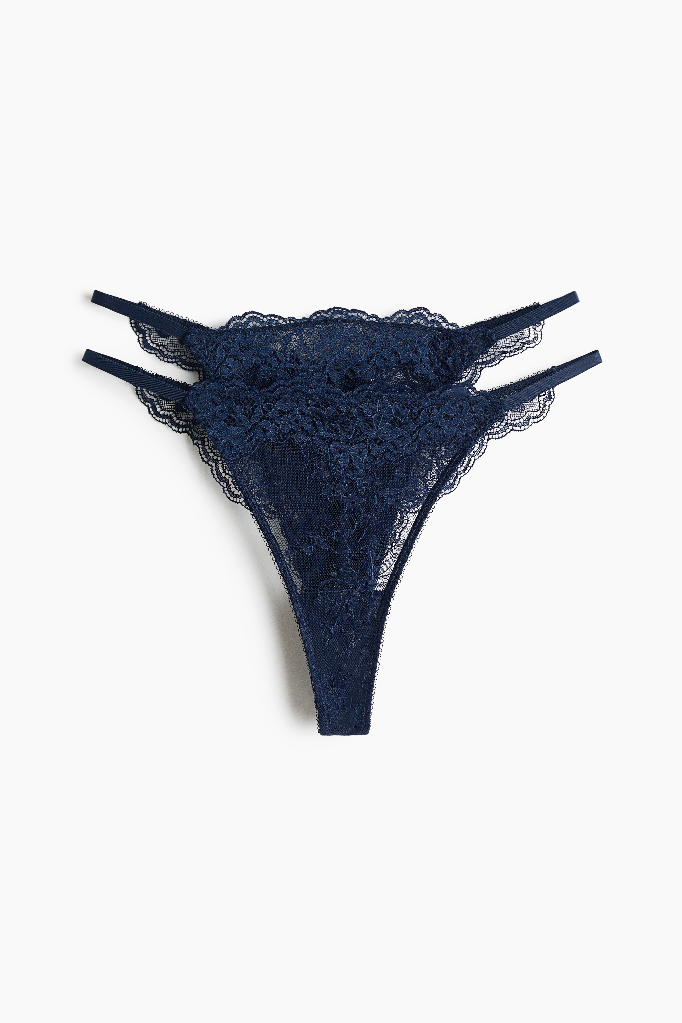 2-pack trosa tanga thong i spets - Mörkblå