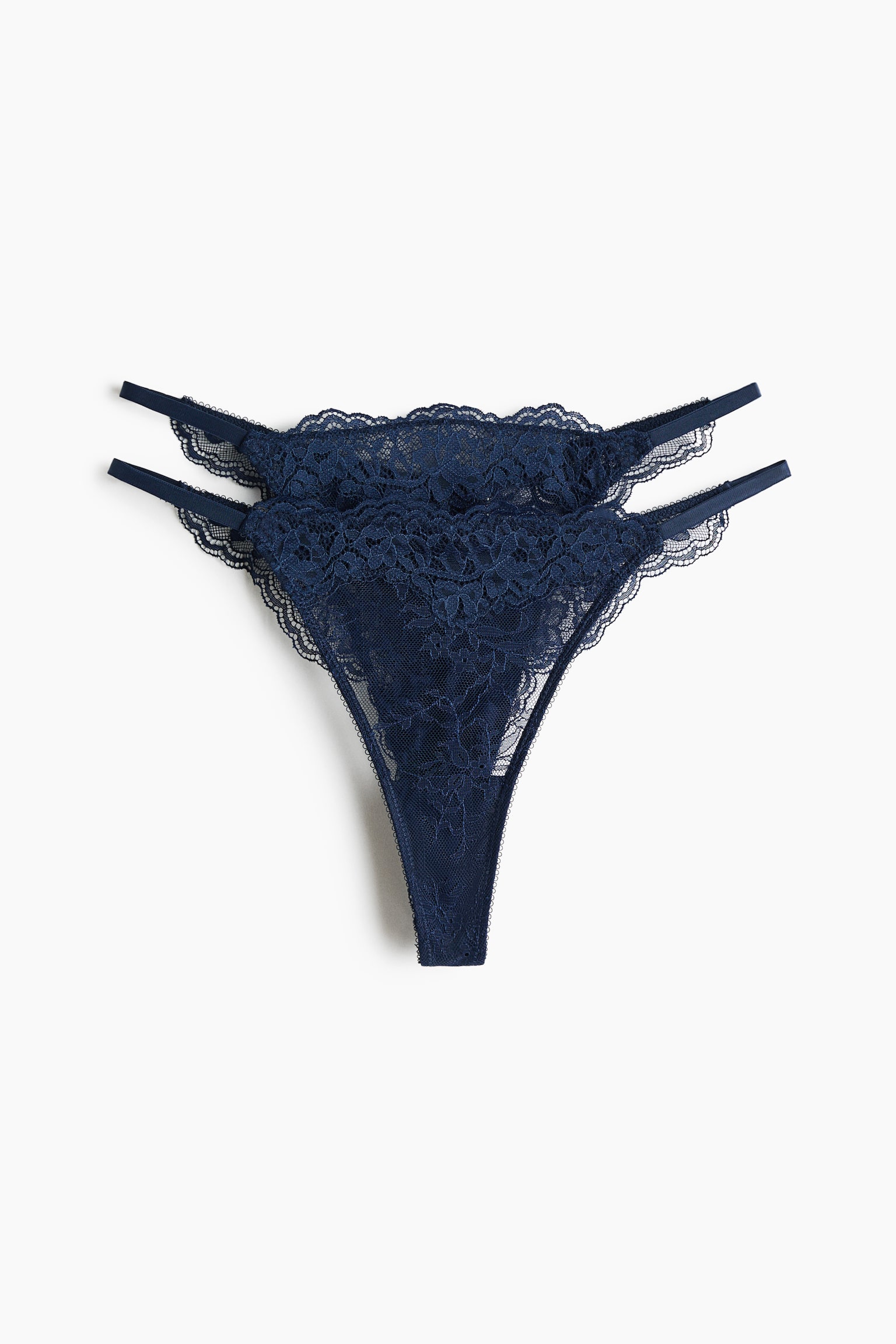 2-pack Lace Tanga G-strings - Dark blue/Powder pink/Black