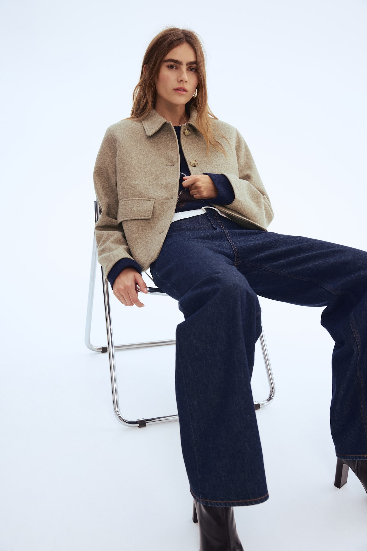 Veste avec col - Beige - FEMME | H&M FR