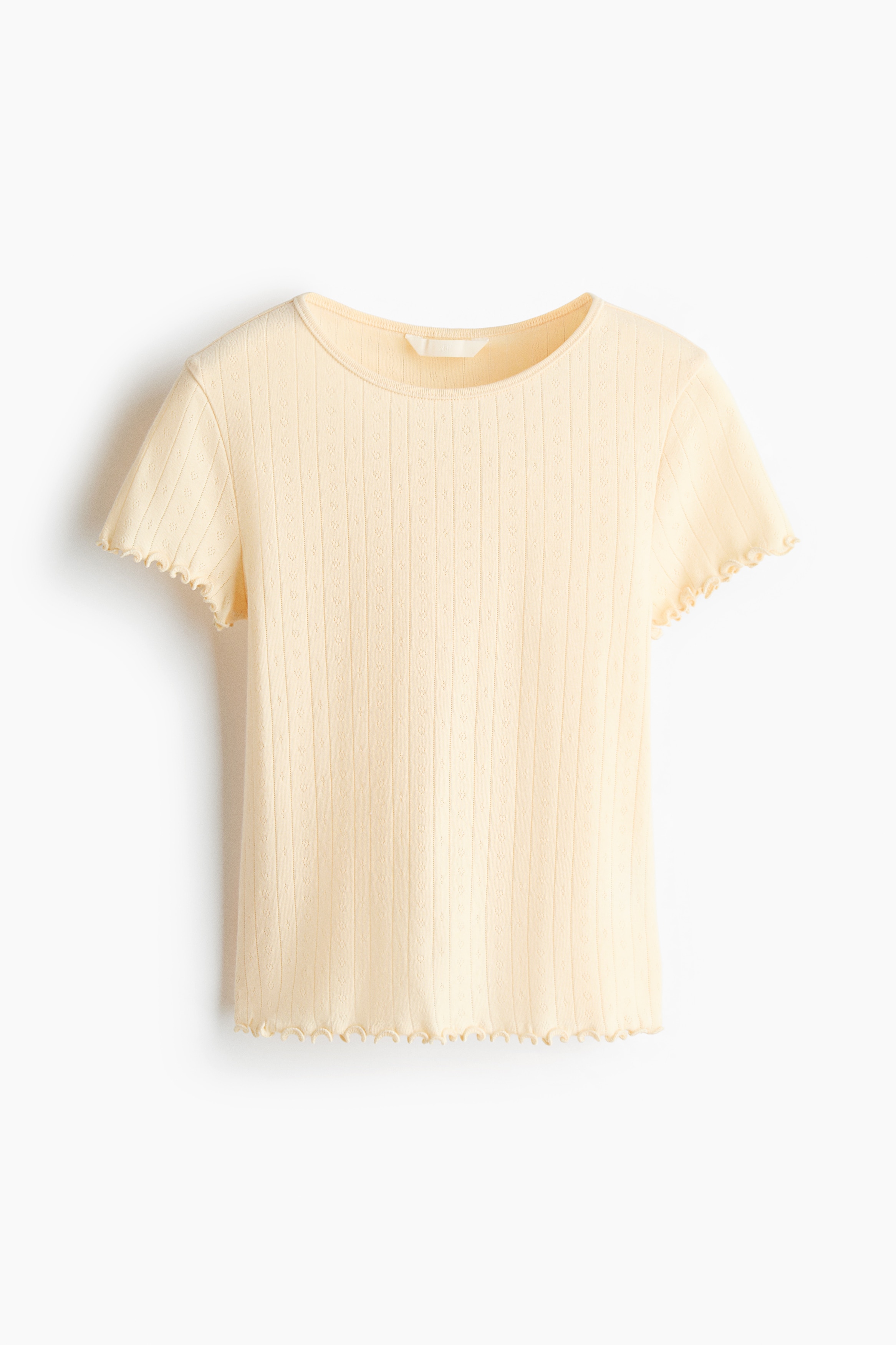 Pointelle jersey top - Pale yellow