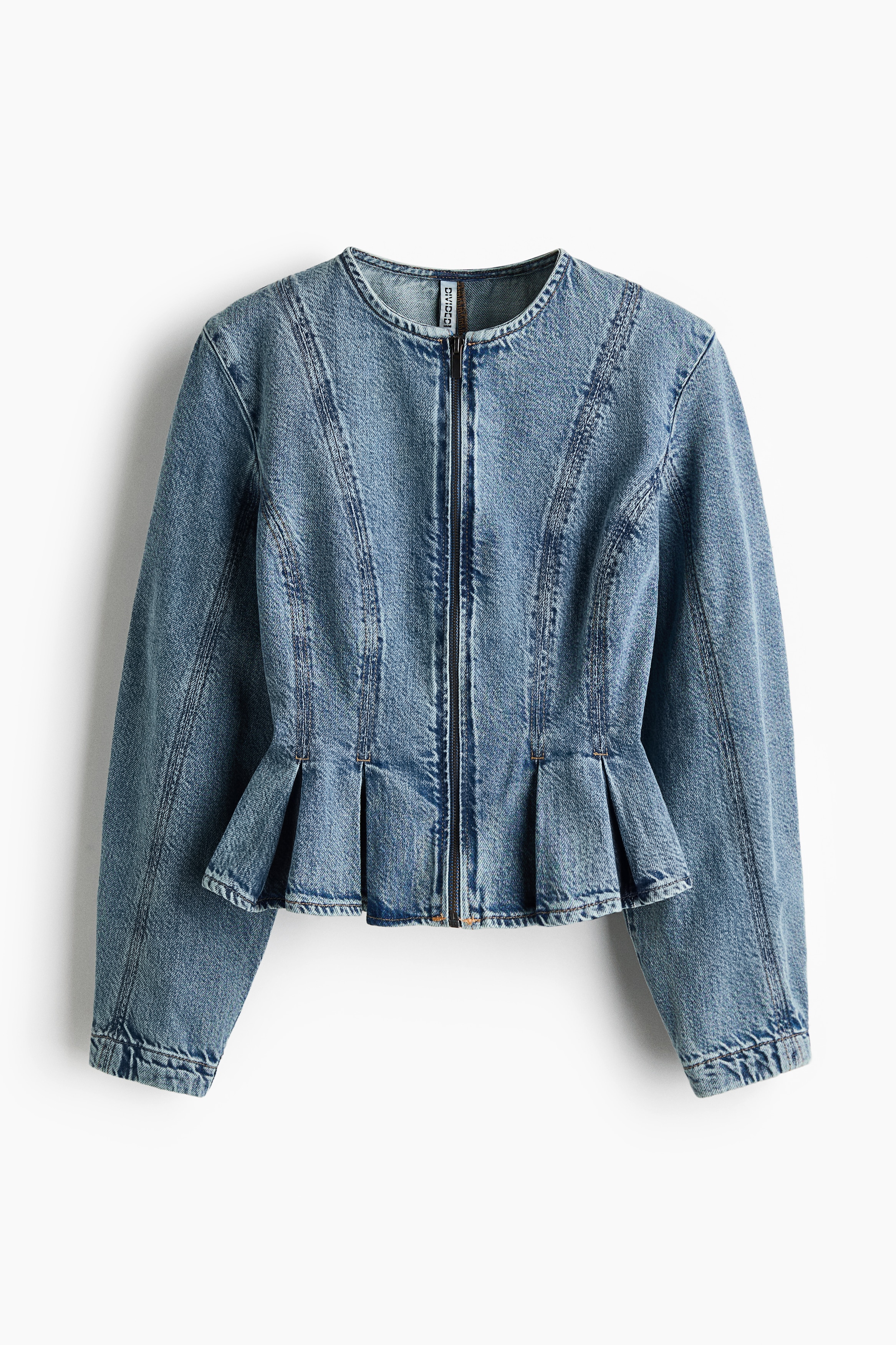 Denim Peplum Blouse - Denim blue