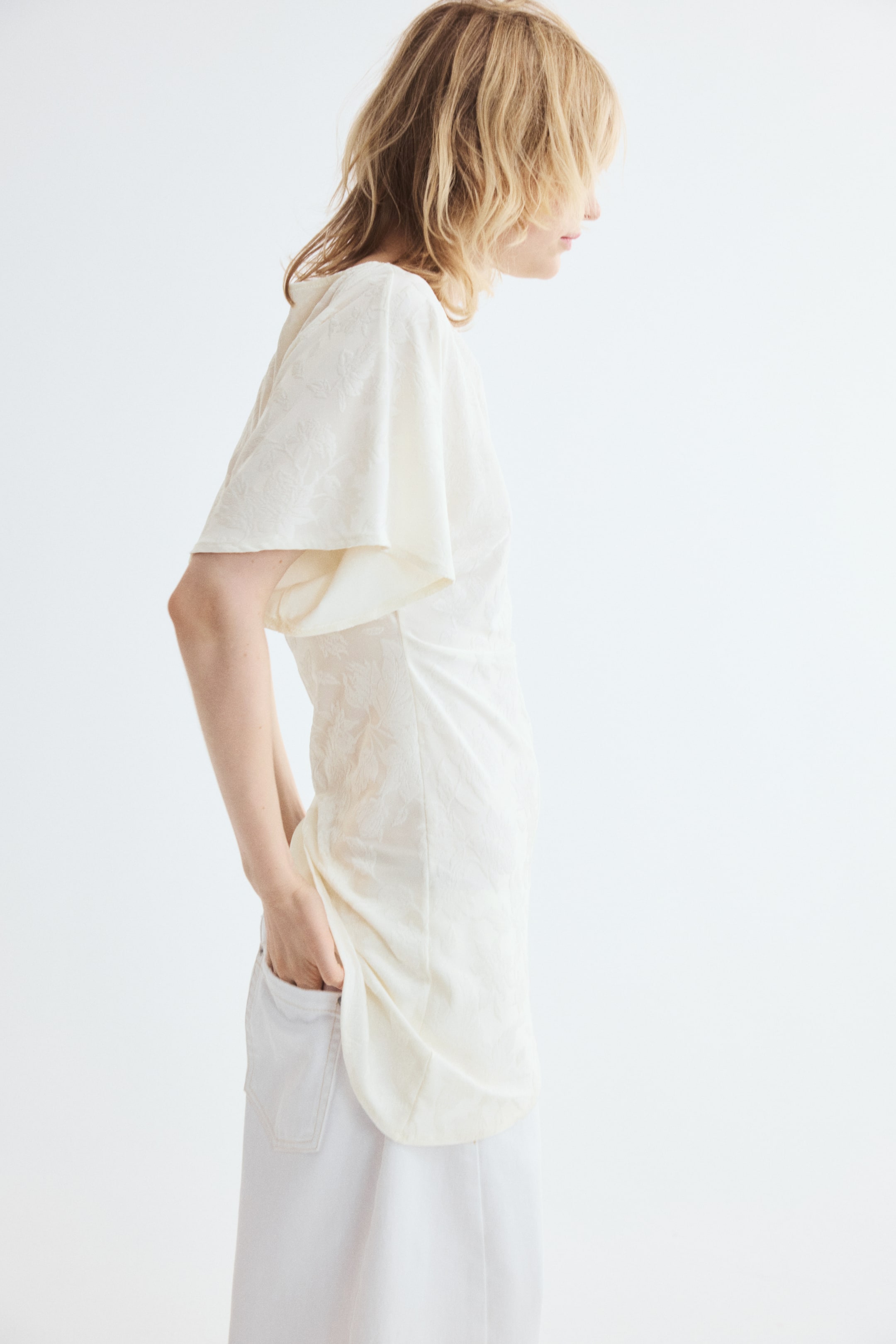 Asymmetric Jacquard-Jersey Top