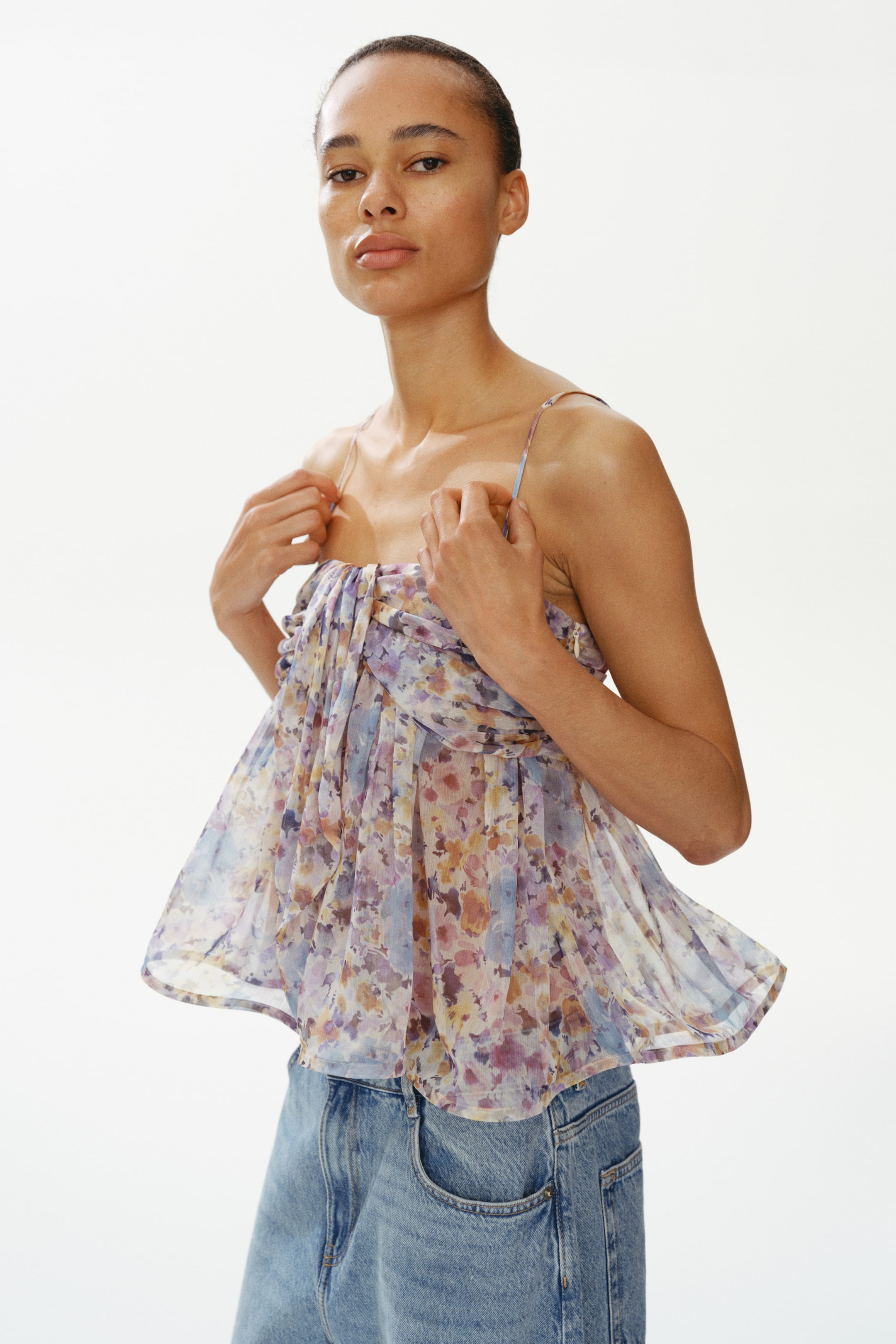 Tie-Detail Chiffon Top