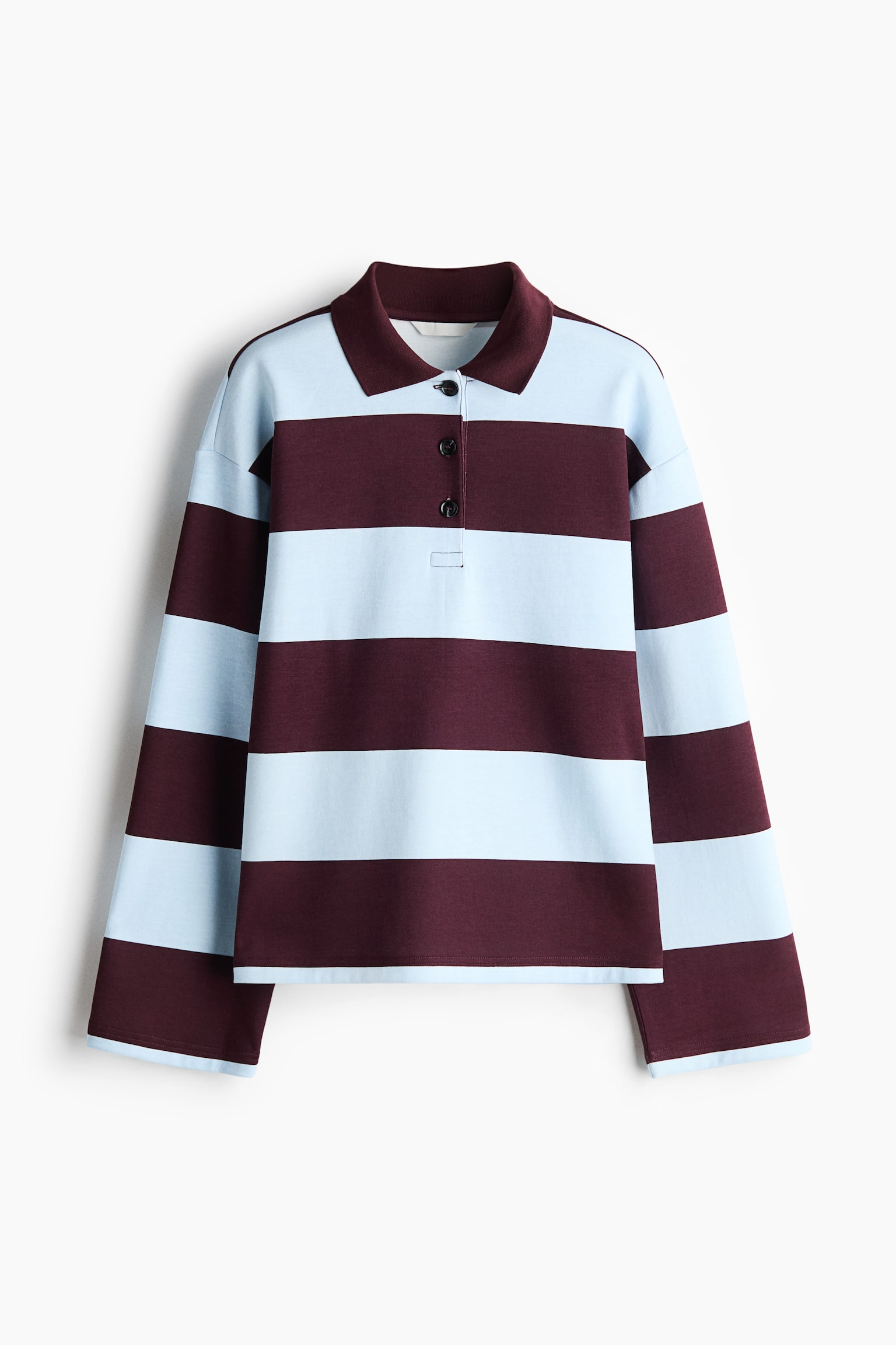 Polo en coton mélangé - Bleu clair/rayures bourgogne/Bleu foncé/Crème