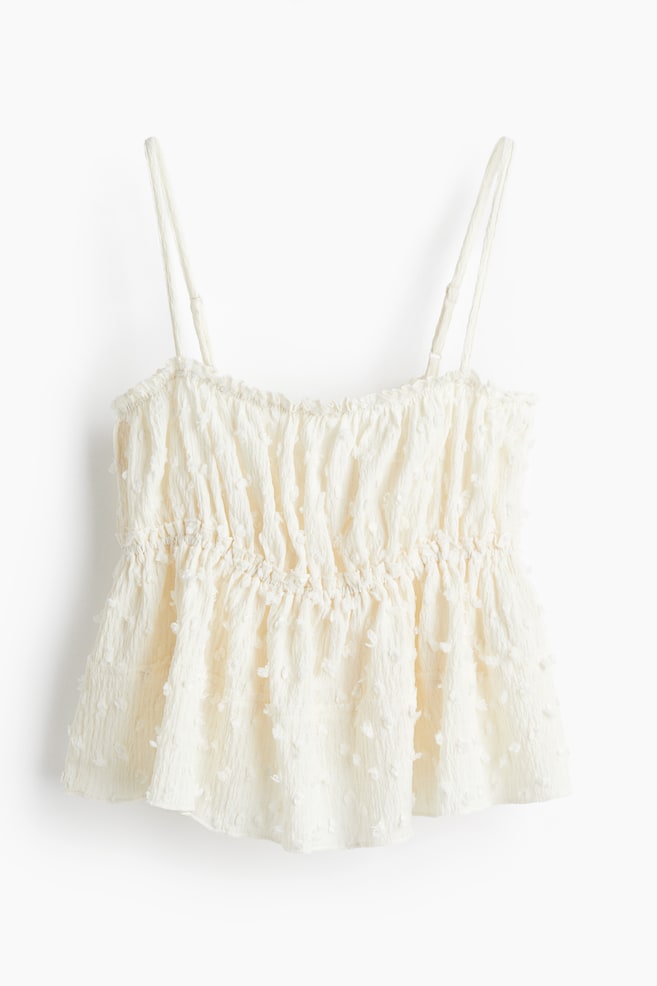 Textured jersey top - Cream - 1