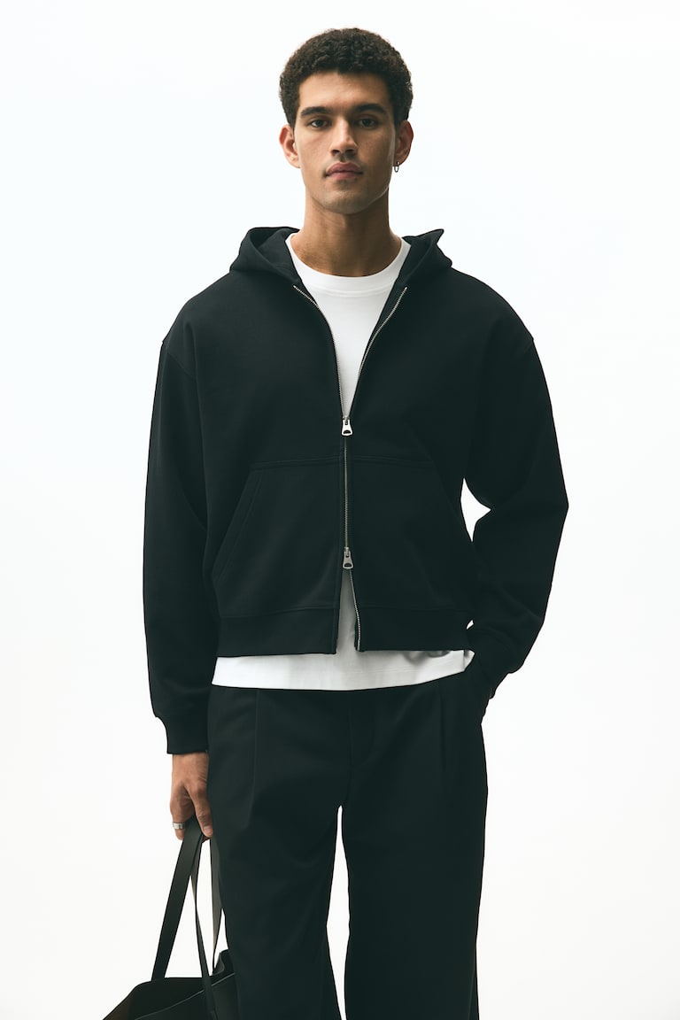 Loose Fit Boxy-style zip-through hoodie