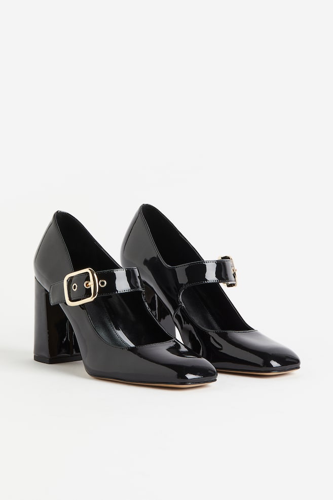 Block-heeled Mary Janes - Black - 5