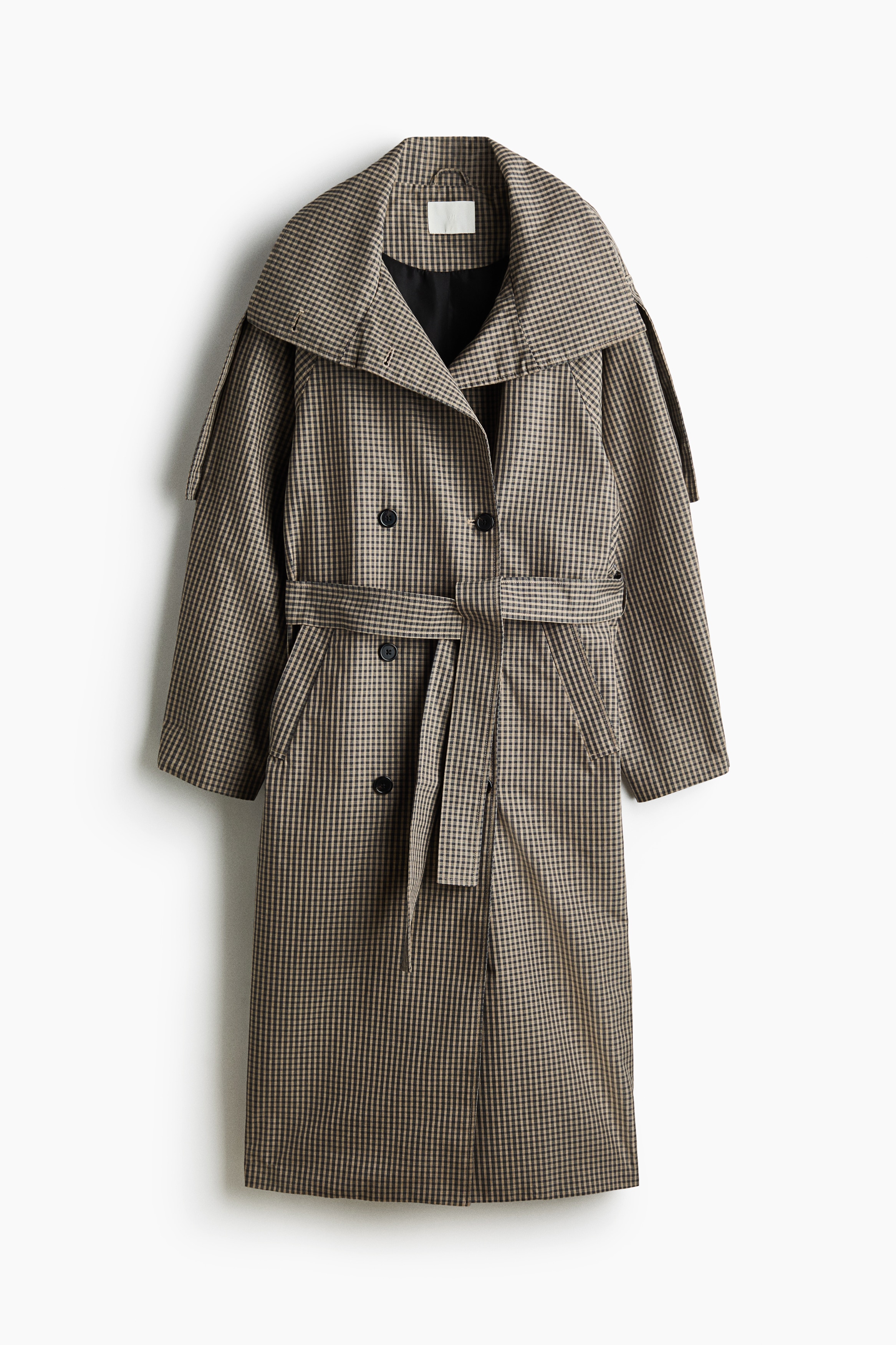 Oversize Trençkot - Toprak rengi/Kareli