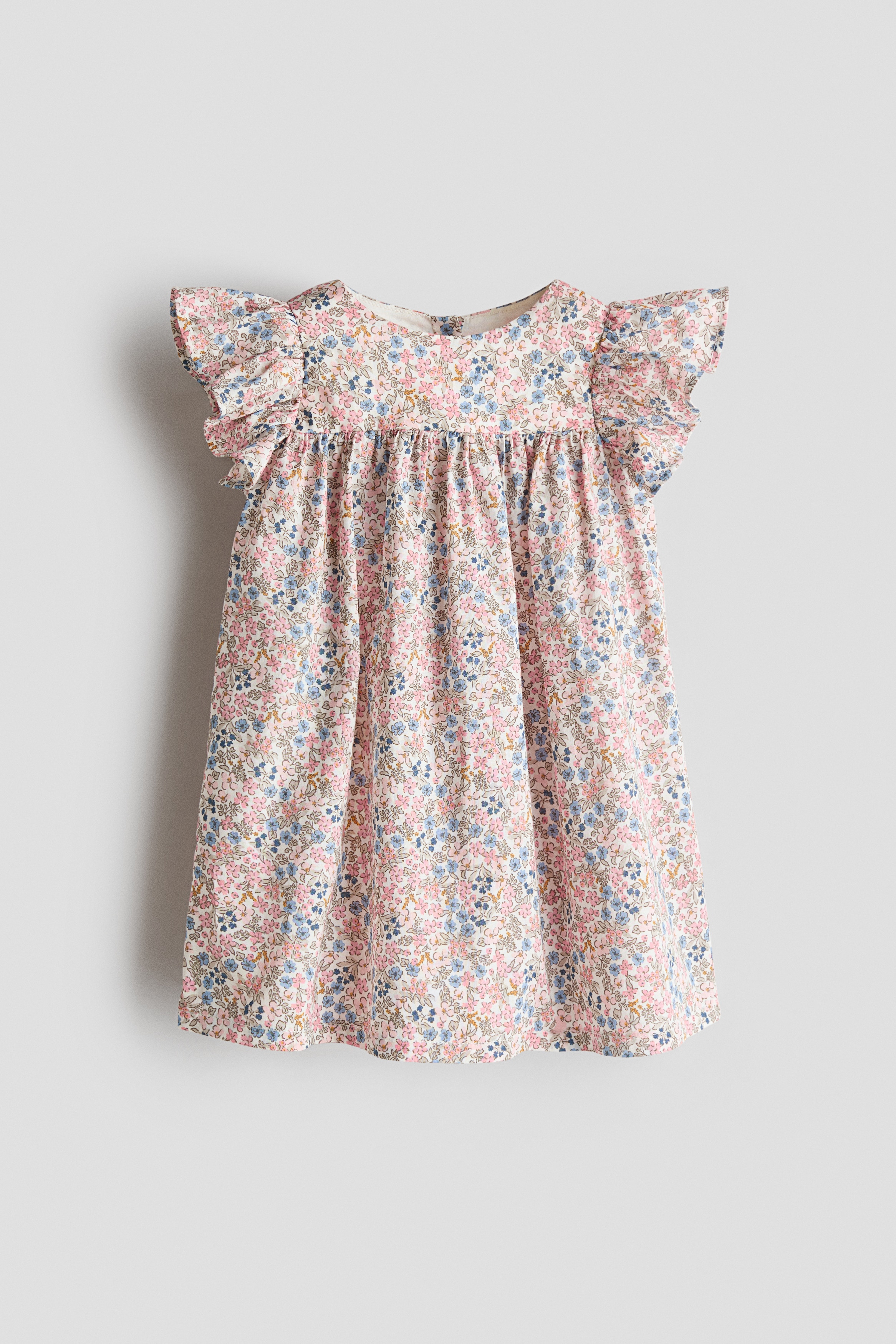 Patterned Empire-Waist Dress-Light pink/floral