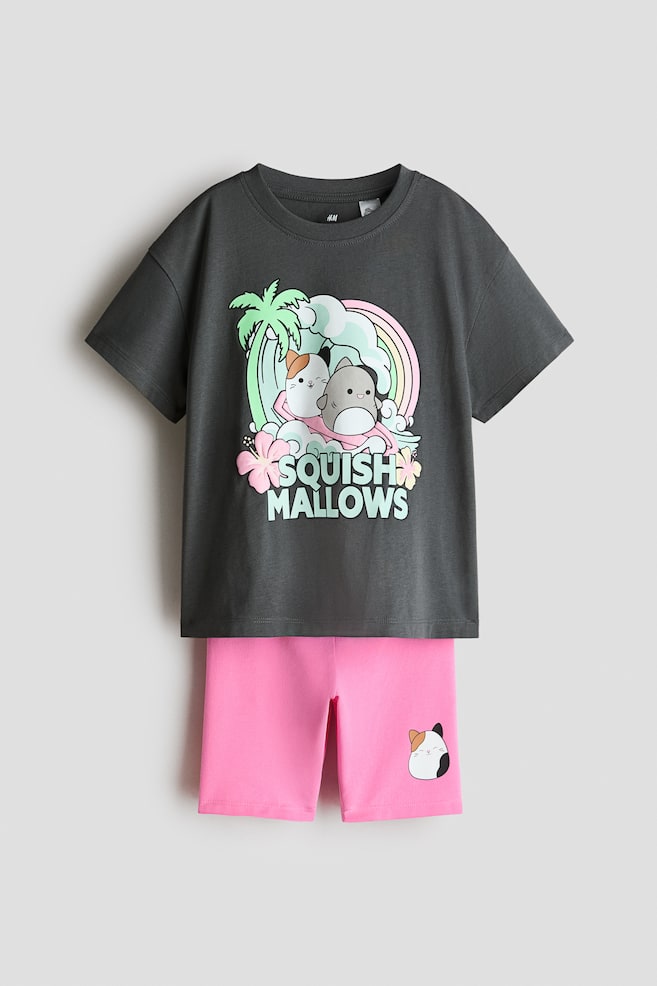 2-Piece Printed Cotton Set - Dark gray/Squishmallows/Dark gray/Moana/Dark gray/KPop Demon Hunters/White/Hello Kitty/Light blue/Lilo & Stitch/Light purple/PAW Patrol/Light pink/Hello Kitty/Hot pink/Minnie Mouse/Cream/Lilo & Stitch/Light turquoise/Peppa Pig - 1