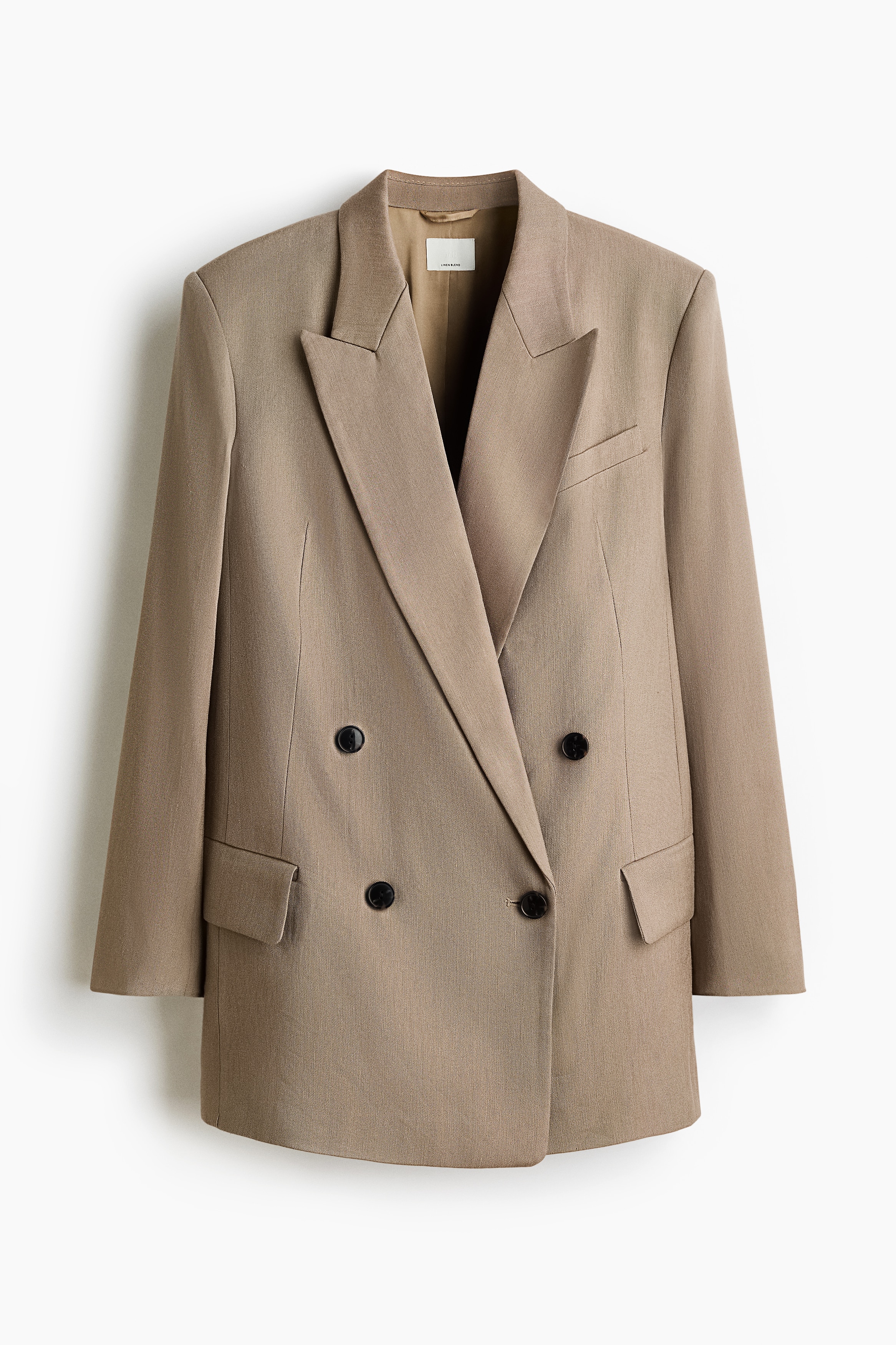 Blazer oversize in misto lino - Beige